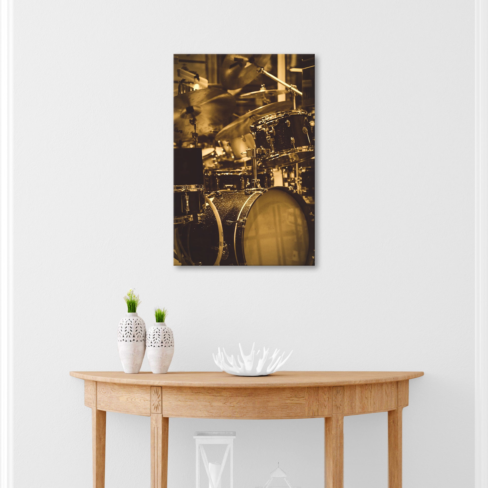 Drums Sepia Canvas Wall Art Style 2 - Image by Tailored Canvases