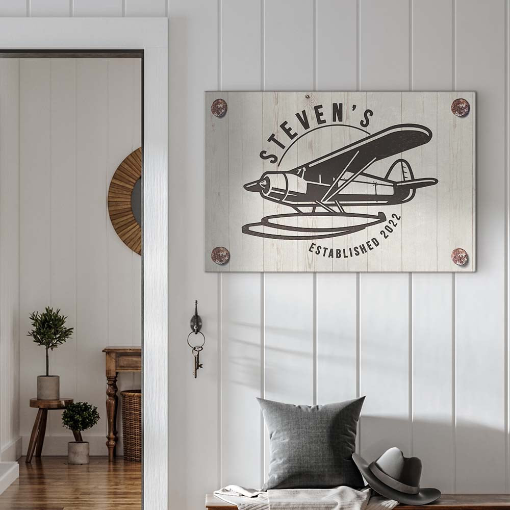 Seaplane Pilot Name Sign Style 1 - Image by Tailored Canvases