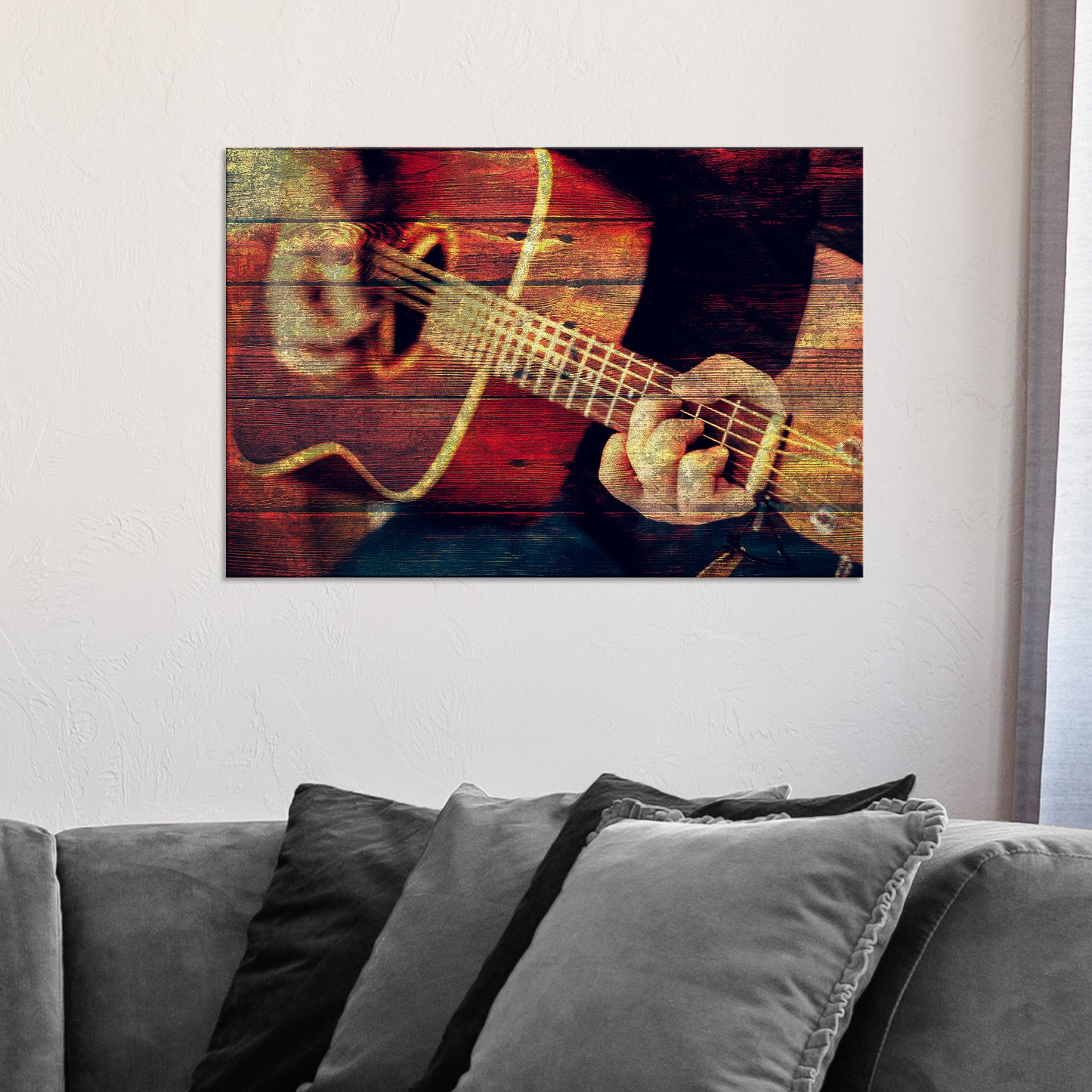 Guitar Grunge Canvas Wall Art Style 1 - Image by Tailored Canvases