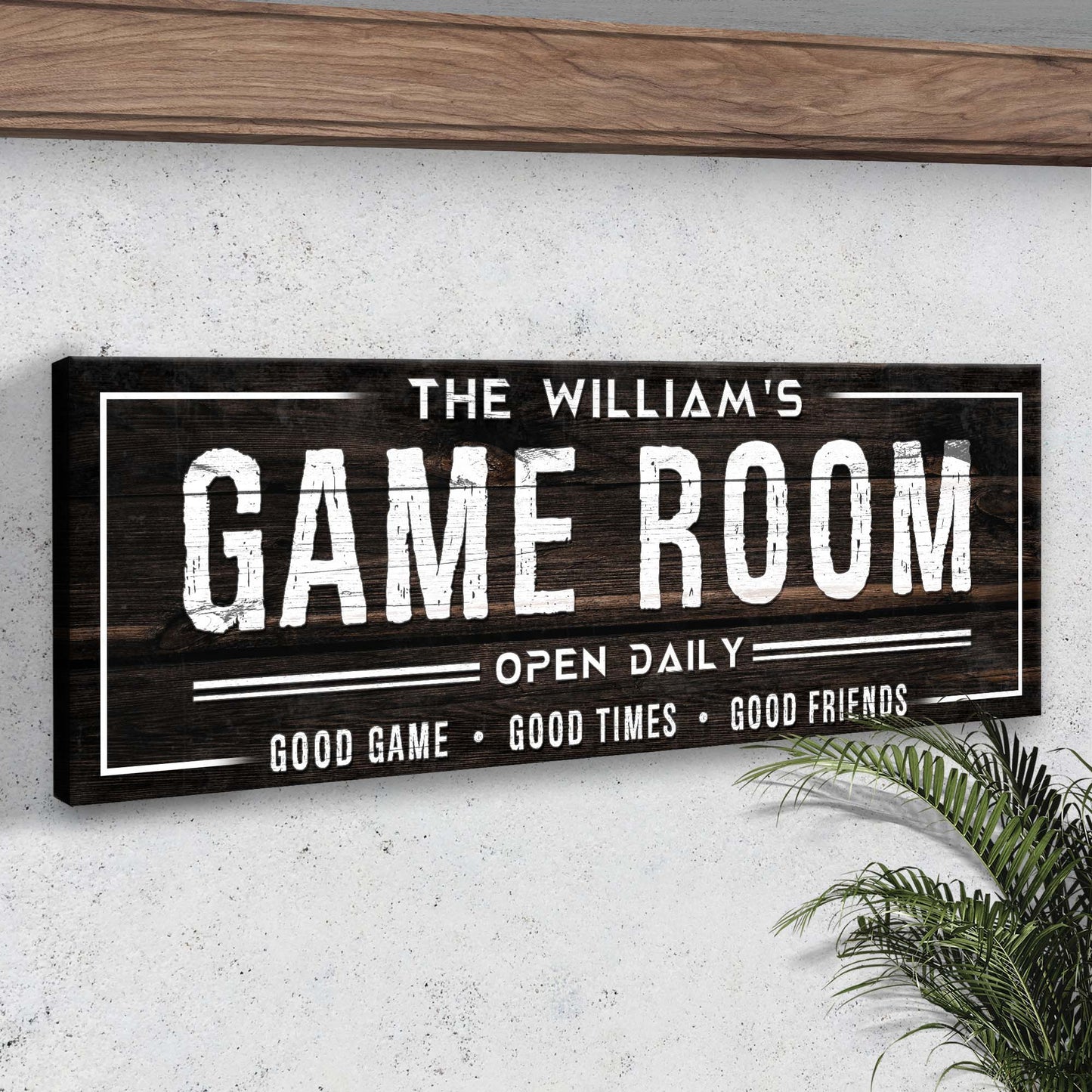 Game Room Dark Wood Sign - Image by Tailored Canvases