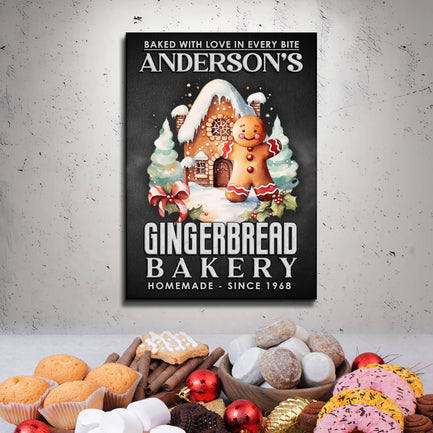 Baked With Love In Every Bite Gingerbread Bakery Sign  - Image by Tailored Canvases