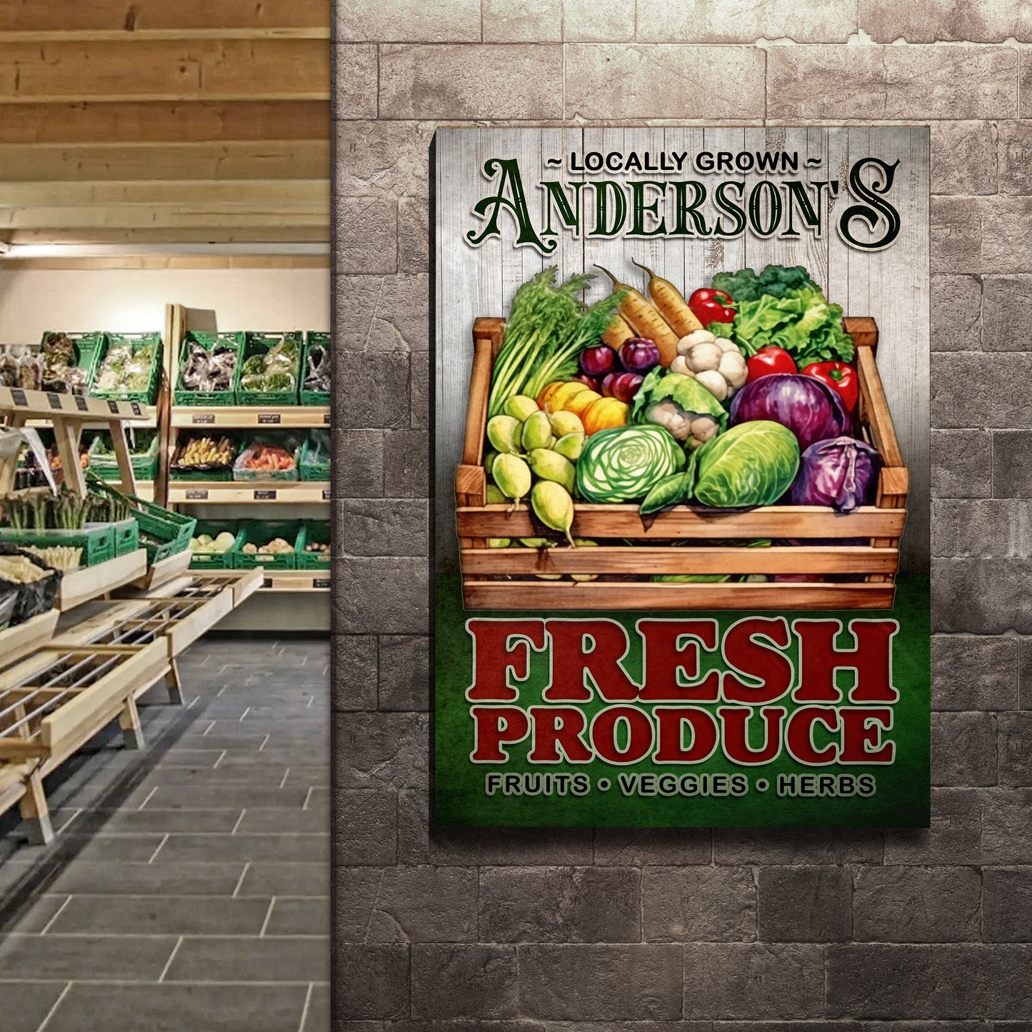 Locally Grown Fresh Produce Sign Style 2 - Image by Tailored Canvases