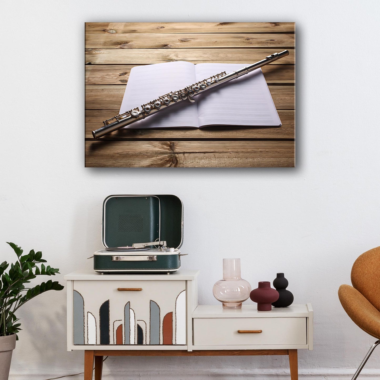 Flute Modern Canvas Wall Art Style 2 - Image by Tailored Canvases