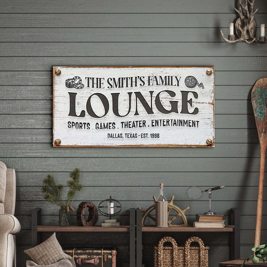 Family Entertainment Lounge Sign - Image by Tailored Canvases