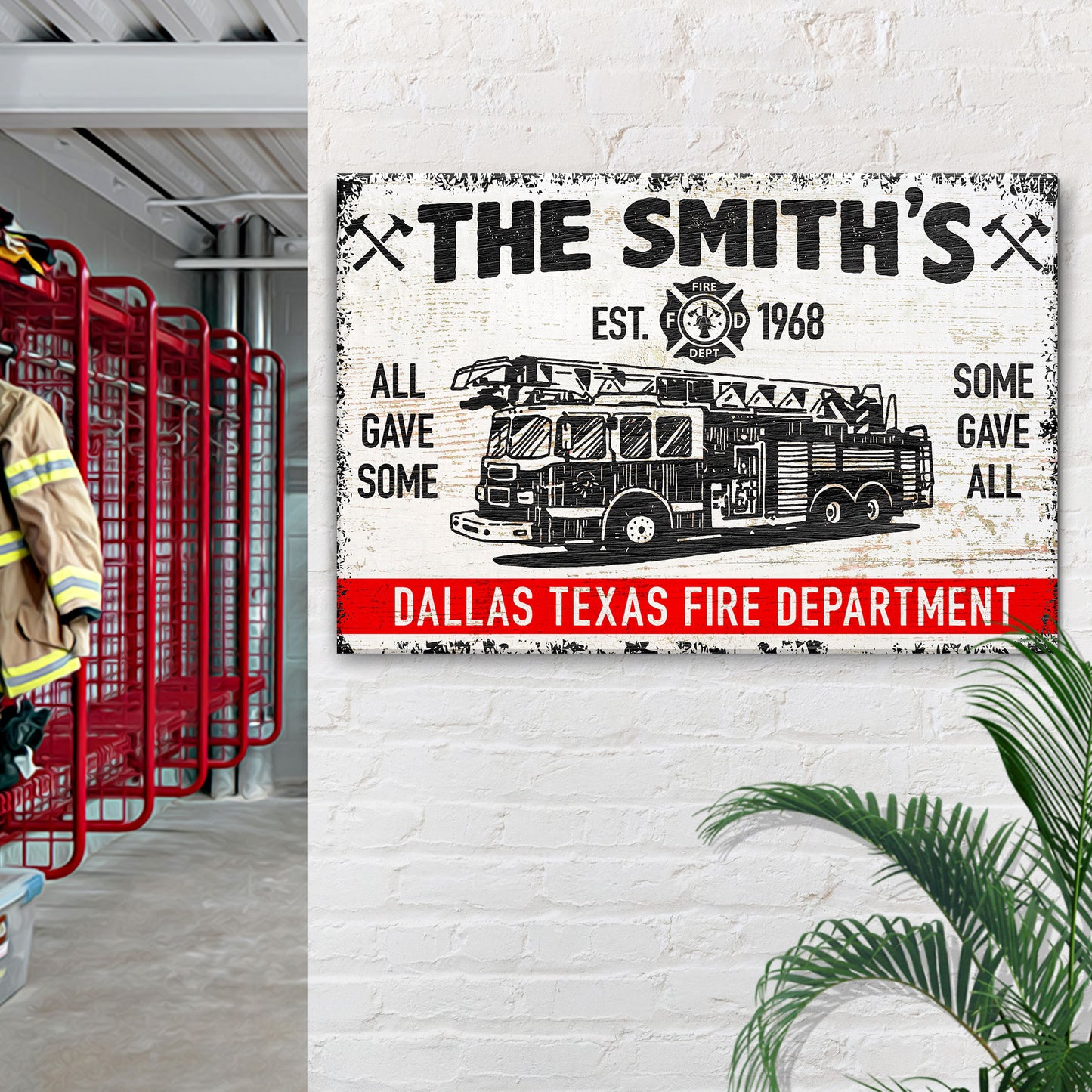 Some Gave All Fire Fighter Sign Style 2 - Image by Tailored Canvases