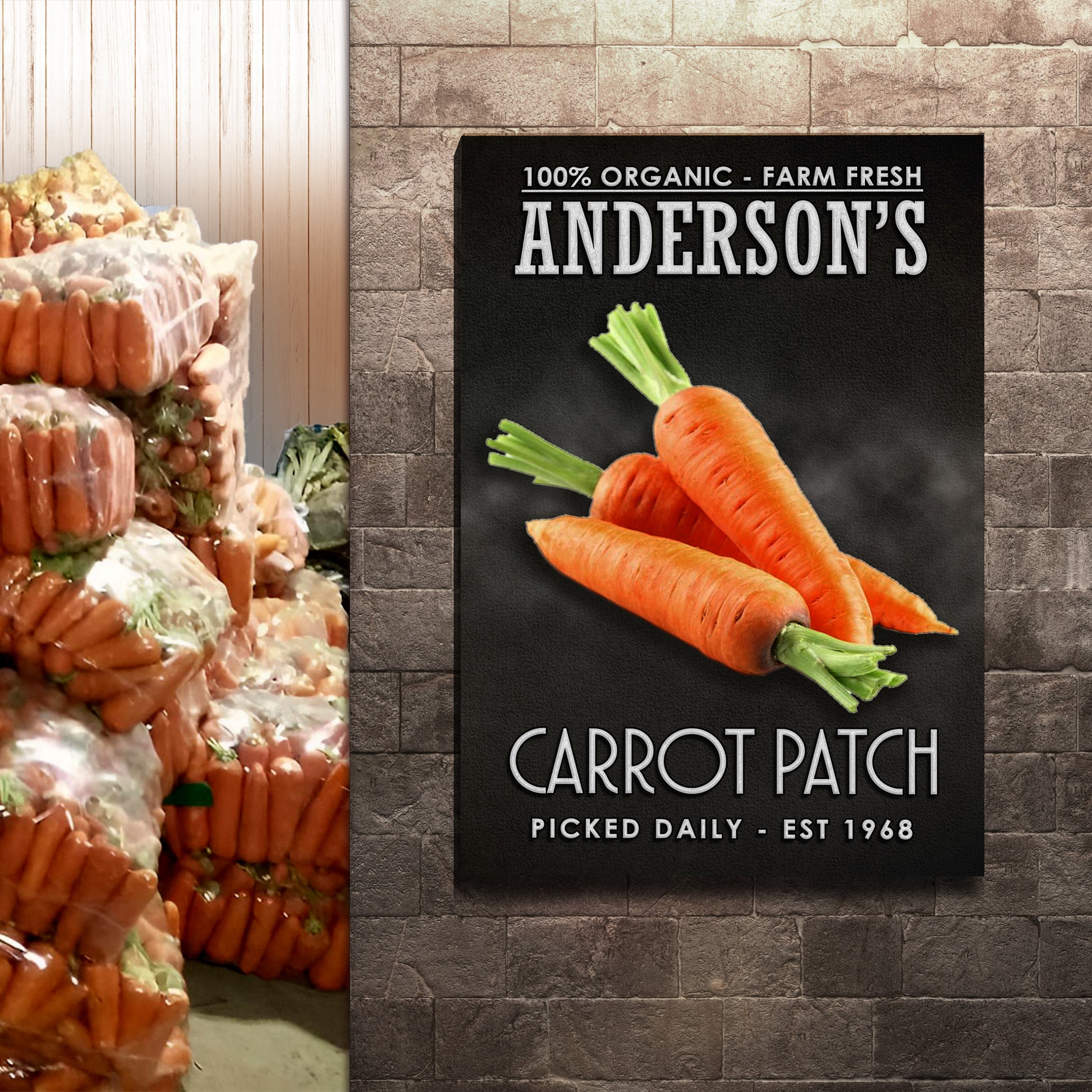100% Organic Carrot Patch Sign Style 2 - Image by Tailored Canvases