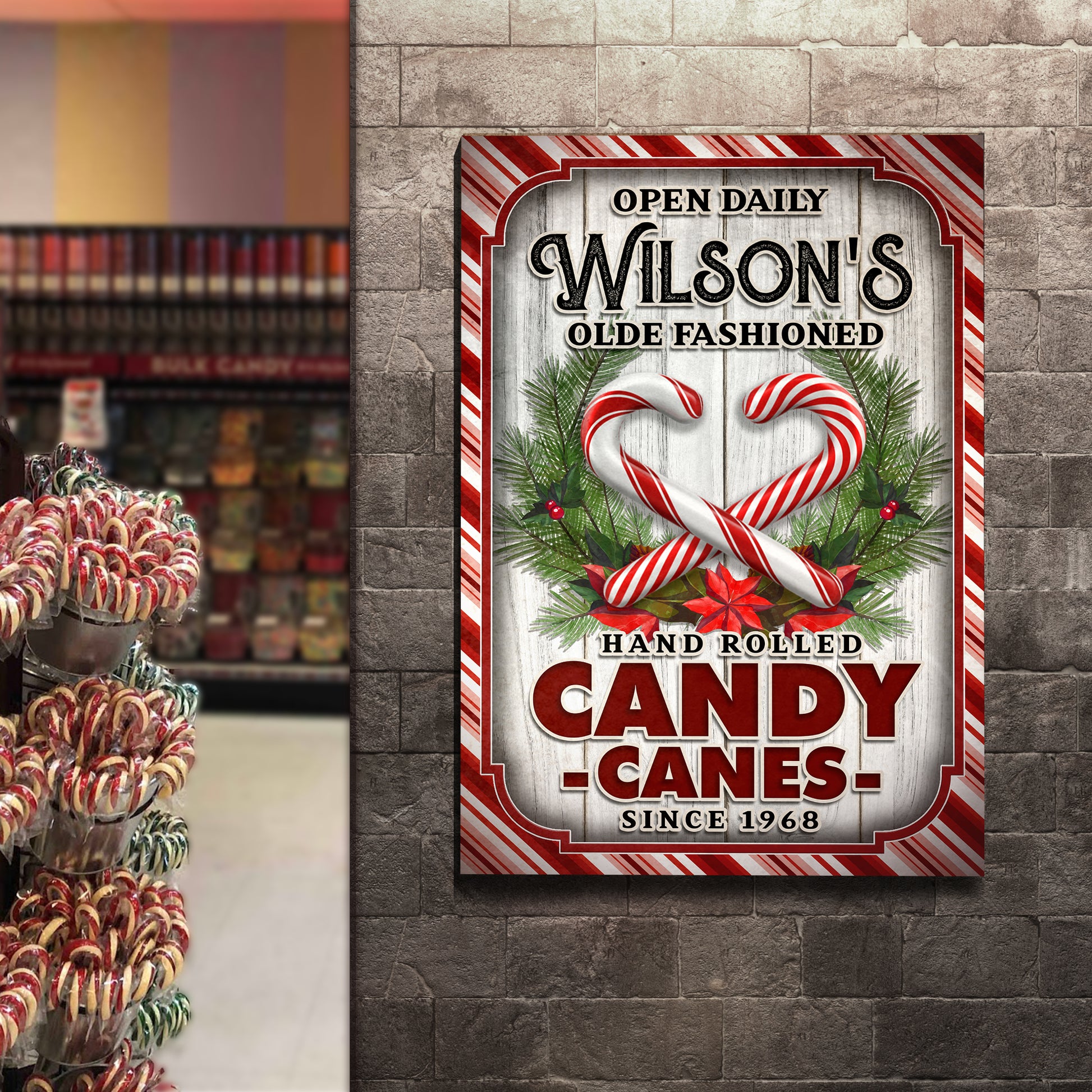 Olde Fashioned Hand Rolled Candy Canes Sign Style 2 - Image by Tailored Canvases