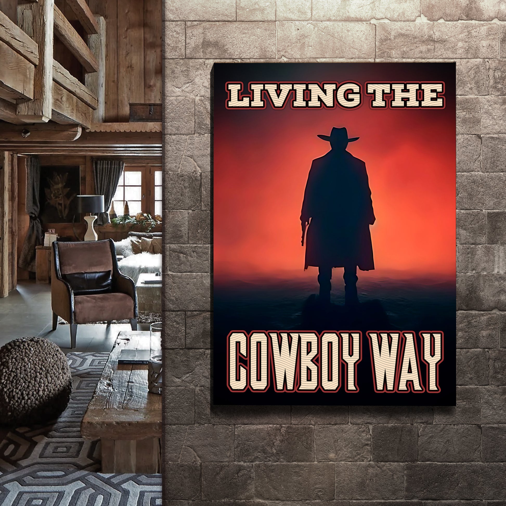 Living The Cowboy Way Sign Style 2 - Image by Tailored Canvases