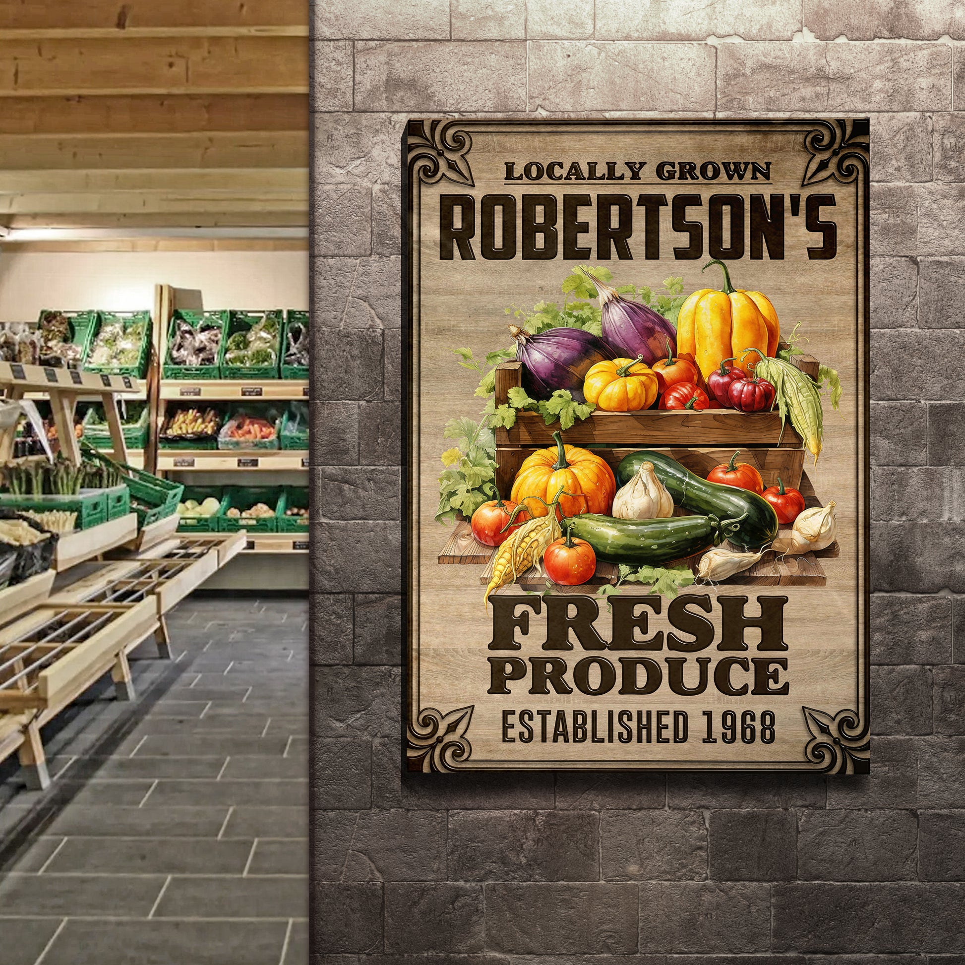 Locally Grown Fresh Produce Sign II Style 2 - Image by Tailored Canvases