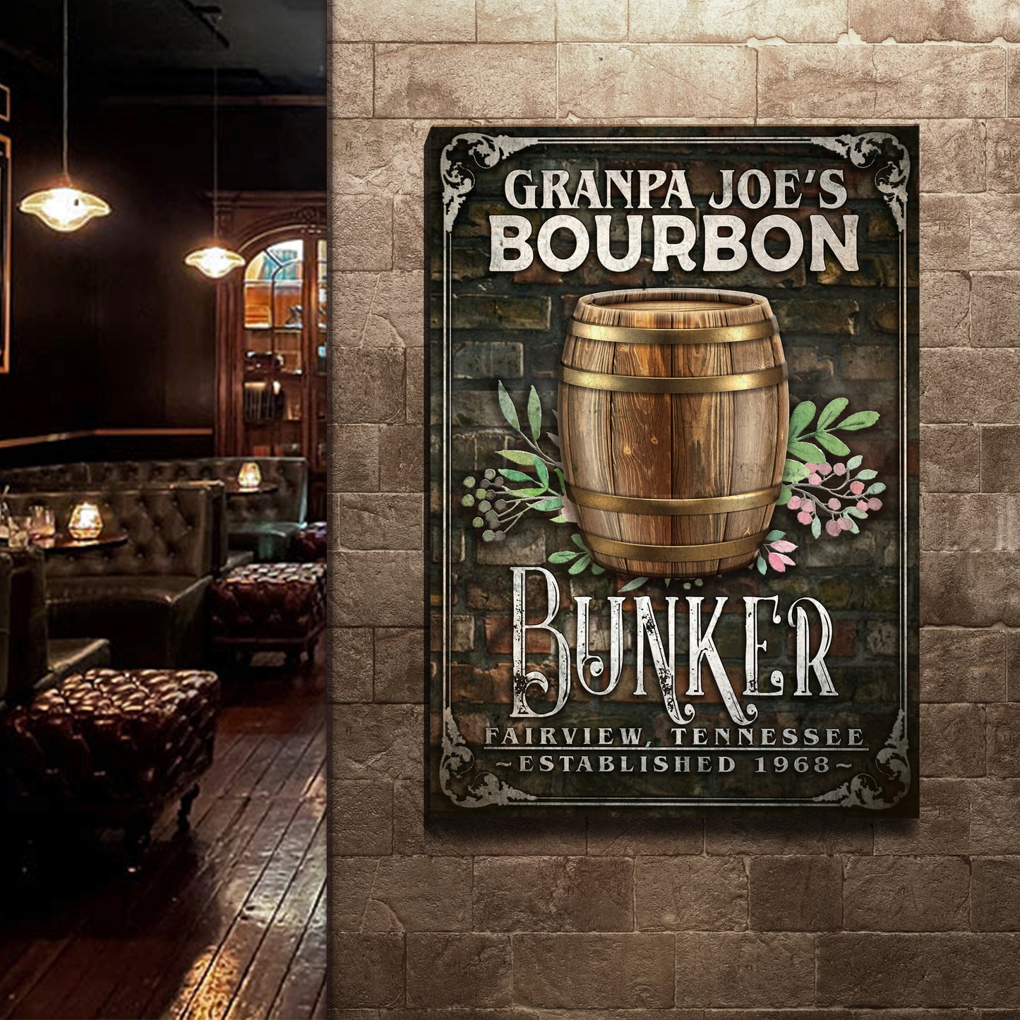Bourbon Bunker Sign Style 2 - Imaged by Tailored Canvases