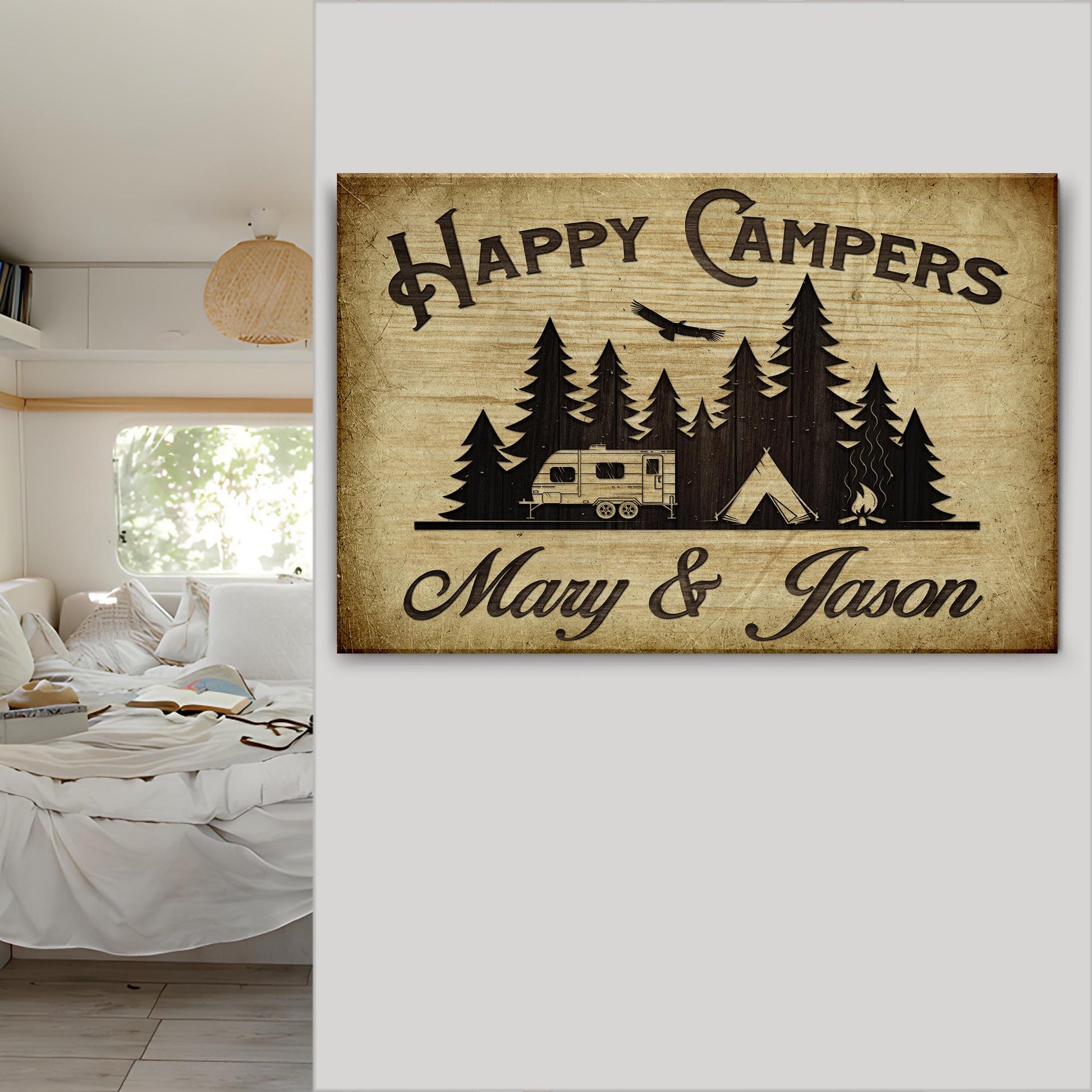 Happy Campers Trailer Sign Style 2 - Image by Tailored Canvases