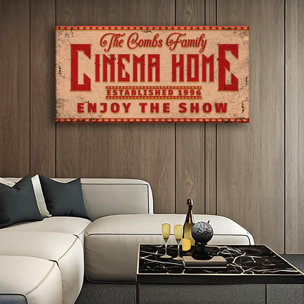 Enjoy The Show Family Cinema Home Sign  - Image by Tailored Canvases