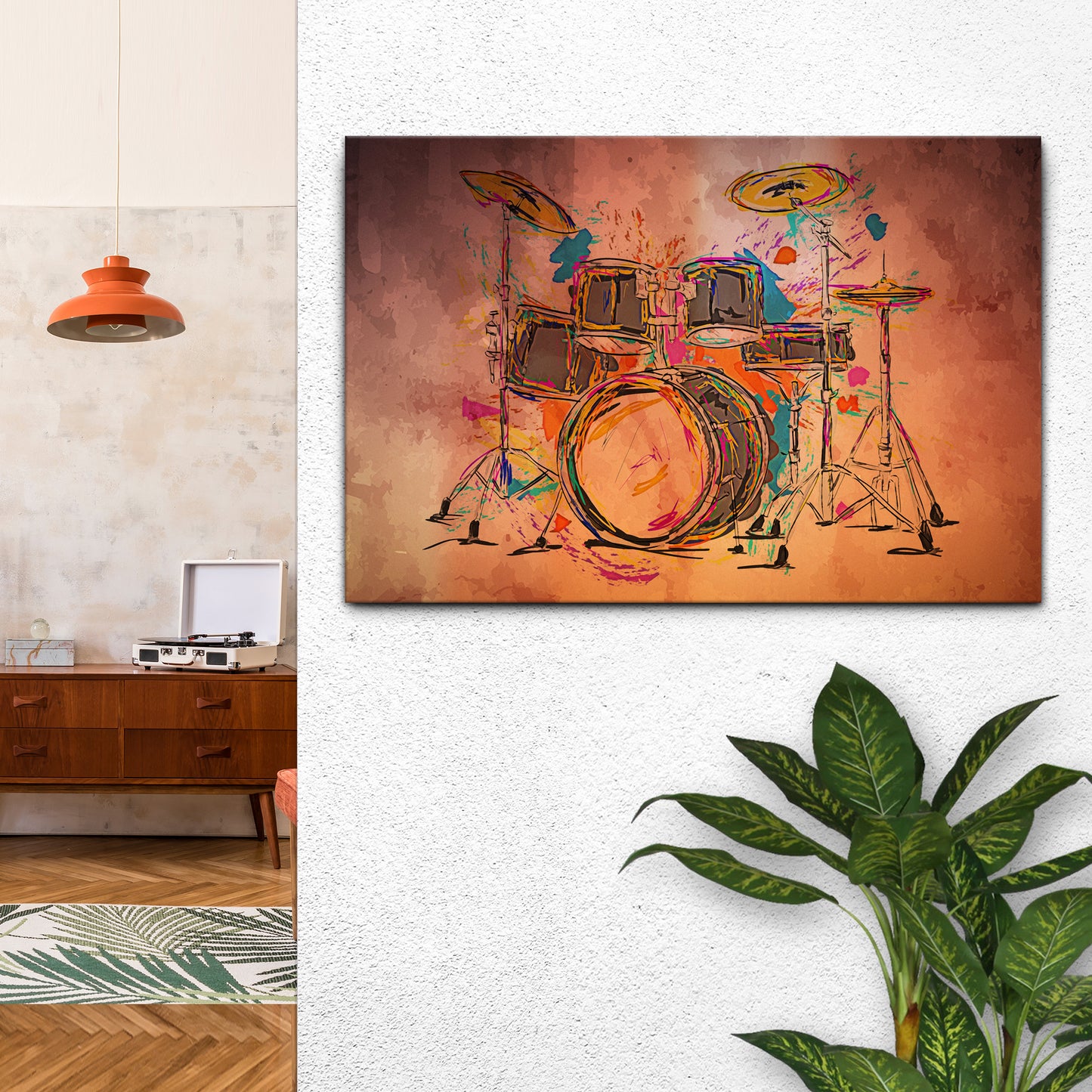 Drums Abstract Canvas Wall Art Style 2 - Image by Tailored Canvases