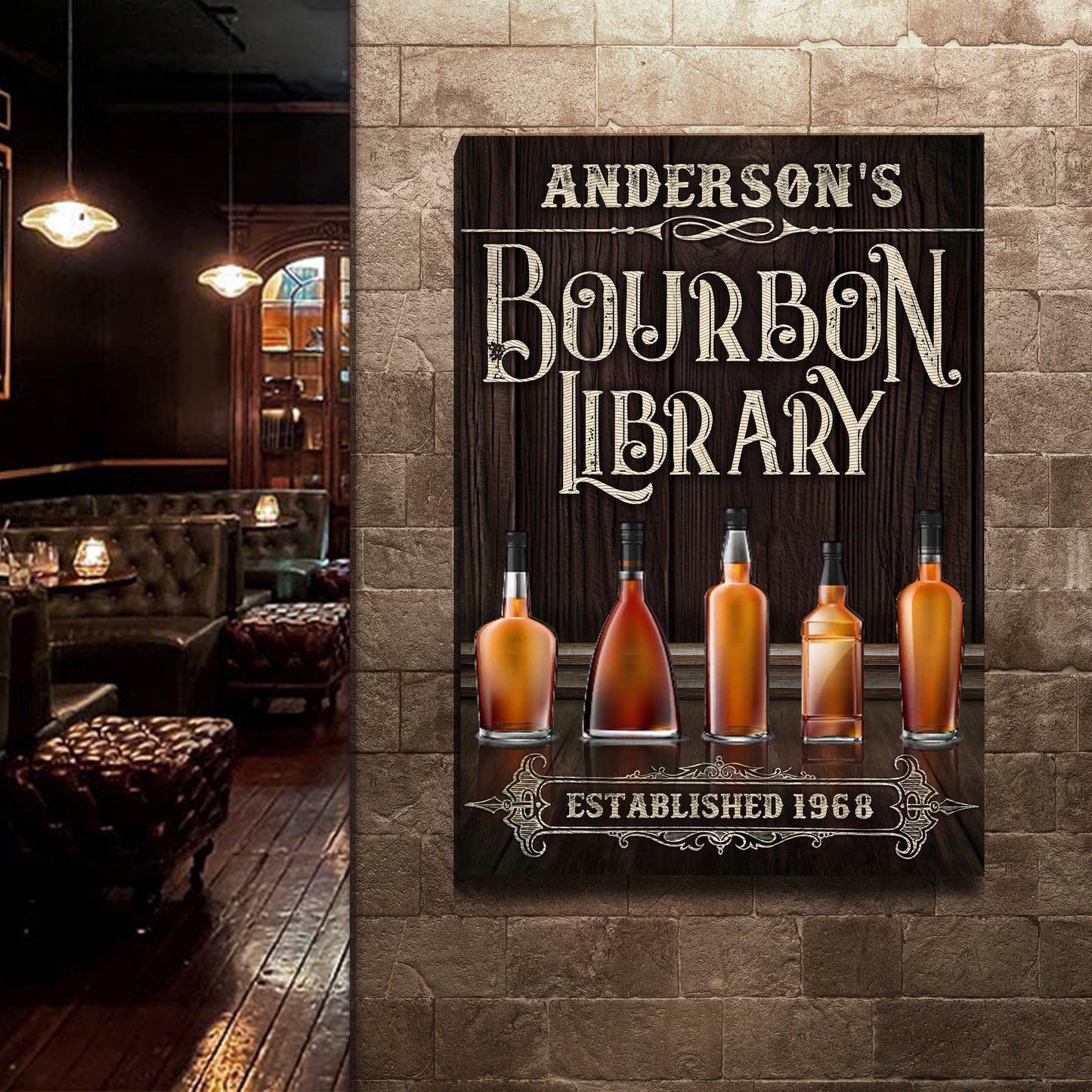 Bourbon Library Sign Style 2 - Imaged by Tailored Canvases