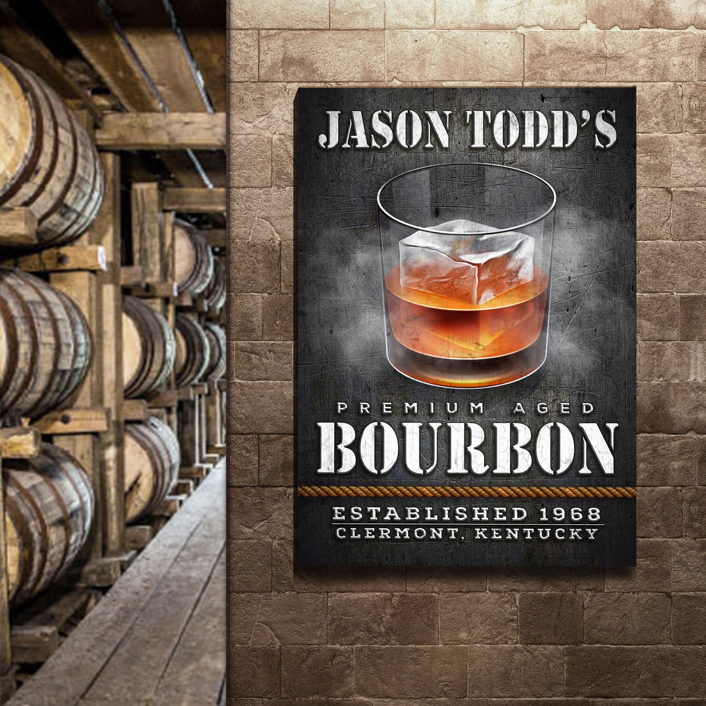 Premium Aged Bourbon Sign Style 2 - Imaged by Tailored Canvases