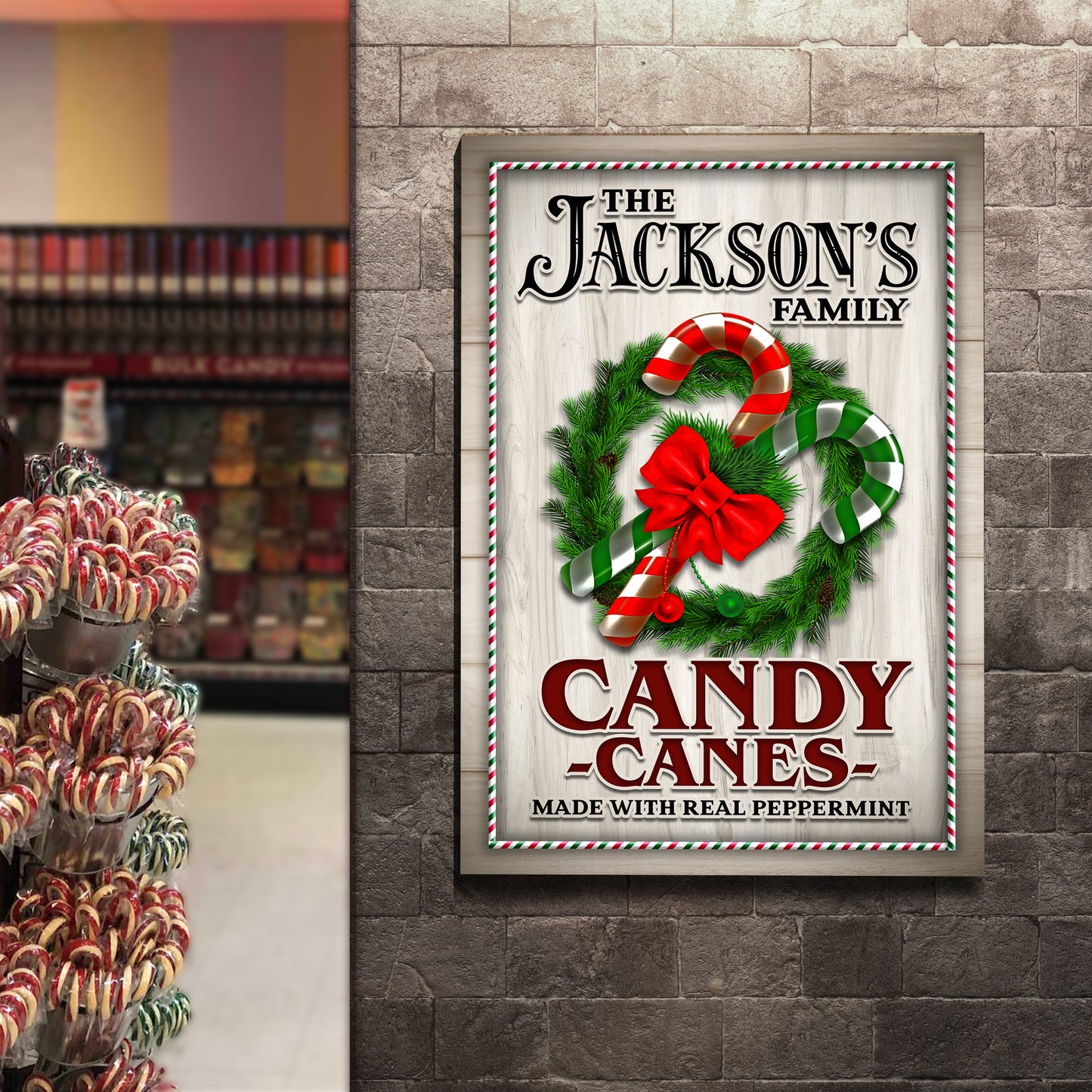 Made With Real Peppermint Candy Canes Sign Style 1 - Image by Tailored Canvases