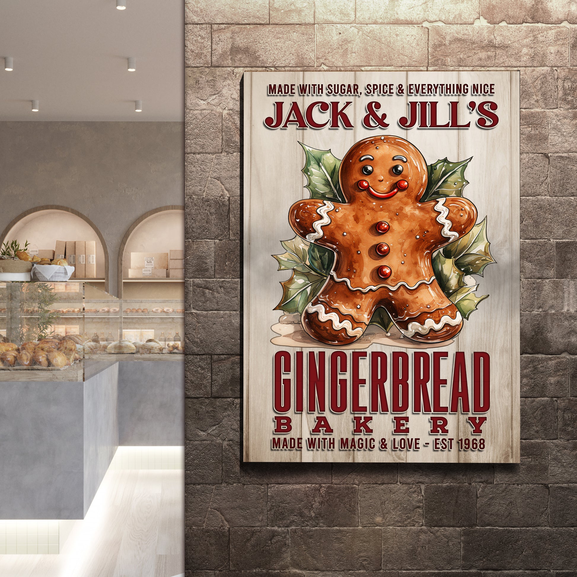 Made With Magic & Love Gingerbread Bakery Sign Style 2 - Image by Tailored Canvases