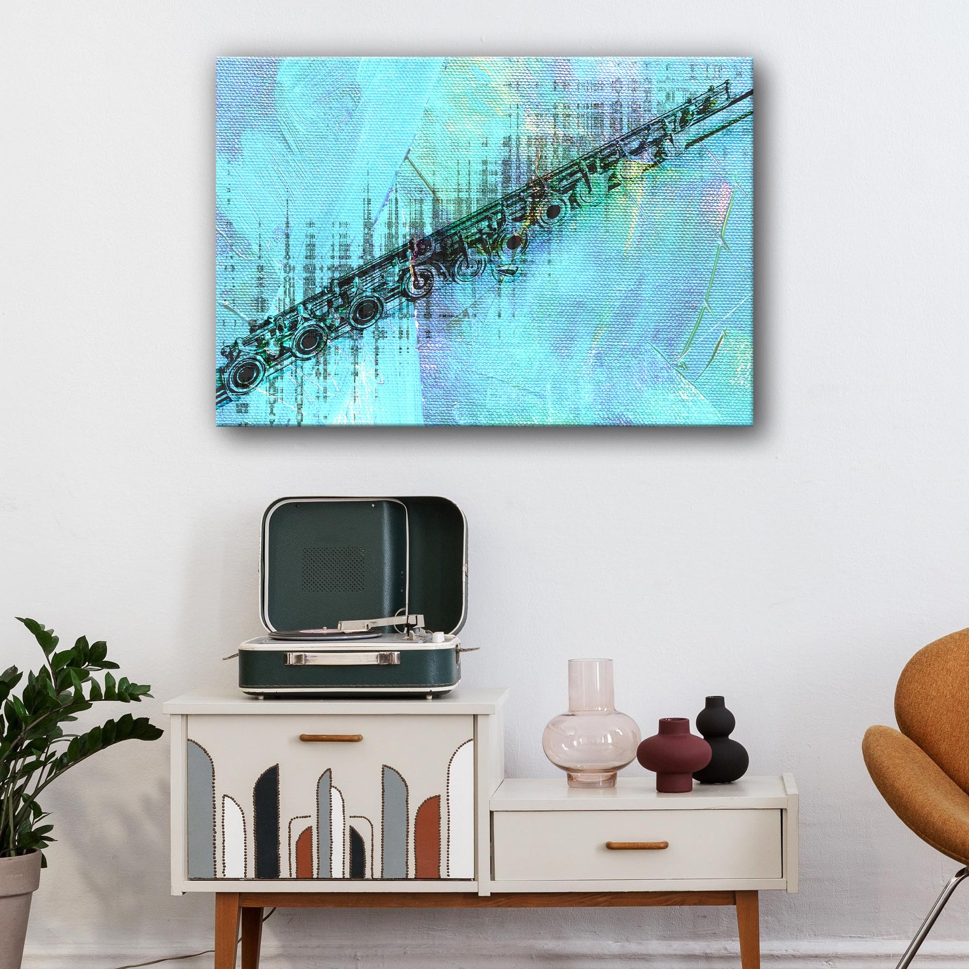 Flute Abstract Canvas Wall Art Style 1 - Image by Tailored Canvases