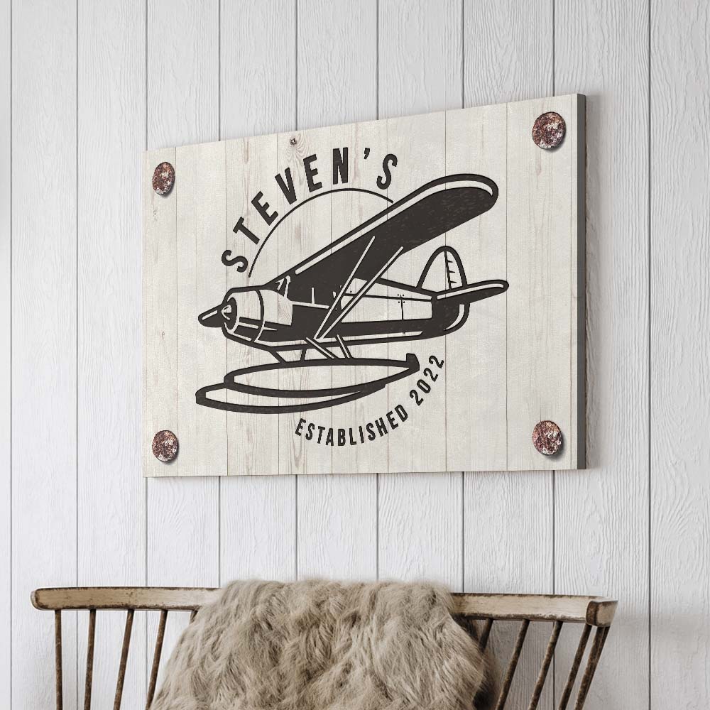 Seaplane Pilot Name Sign Style 2 - Image by Tailored Canvases