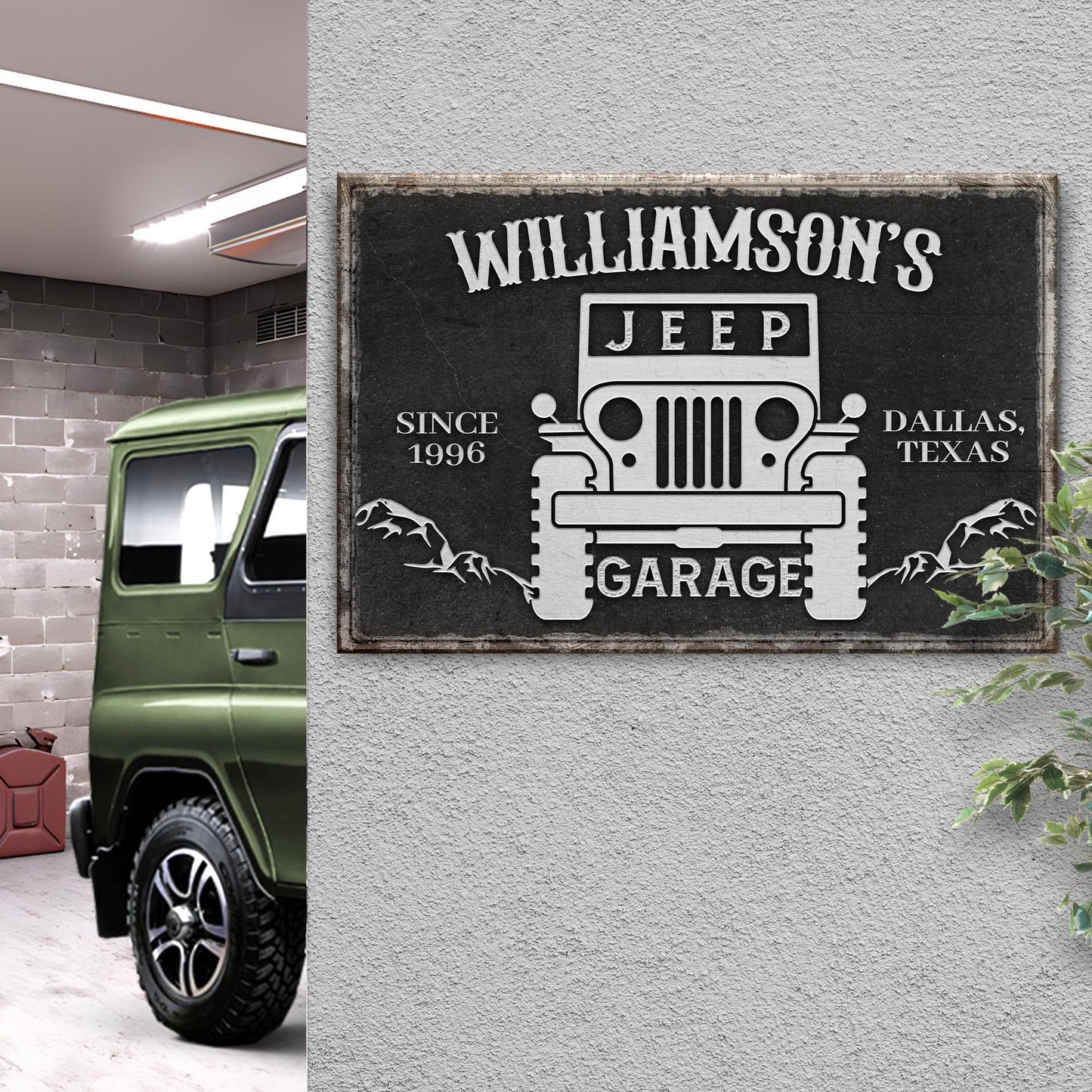 Family Jeep Garage Sign Style 2 - Image by Tailored Canvases