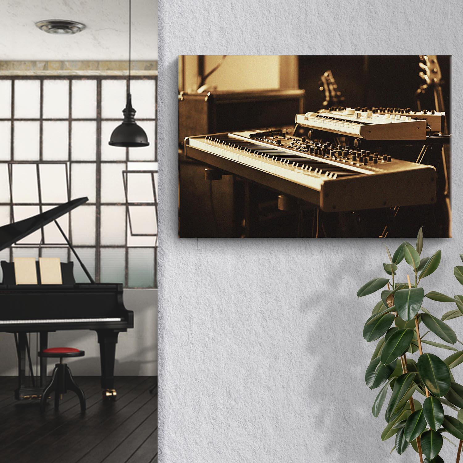 Keyboard Sepia Canvas Wall Art Style 2 - Image by Tailored Canvases