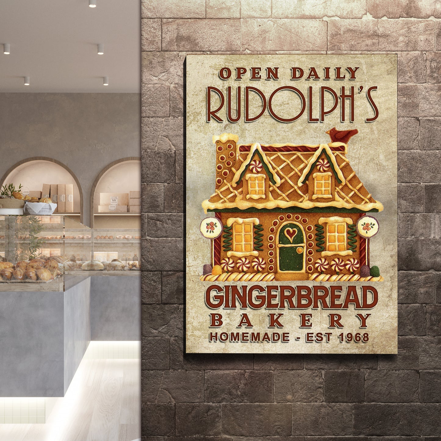 Homemade Gingerbread Bakery Sign Style 2 - Image by Tailored Canvases