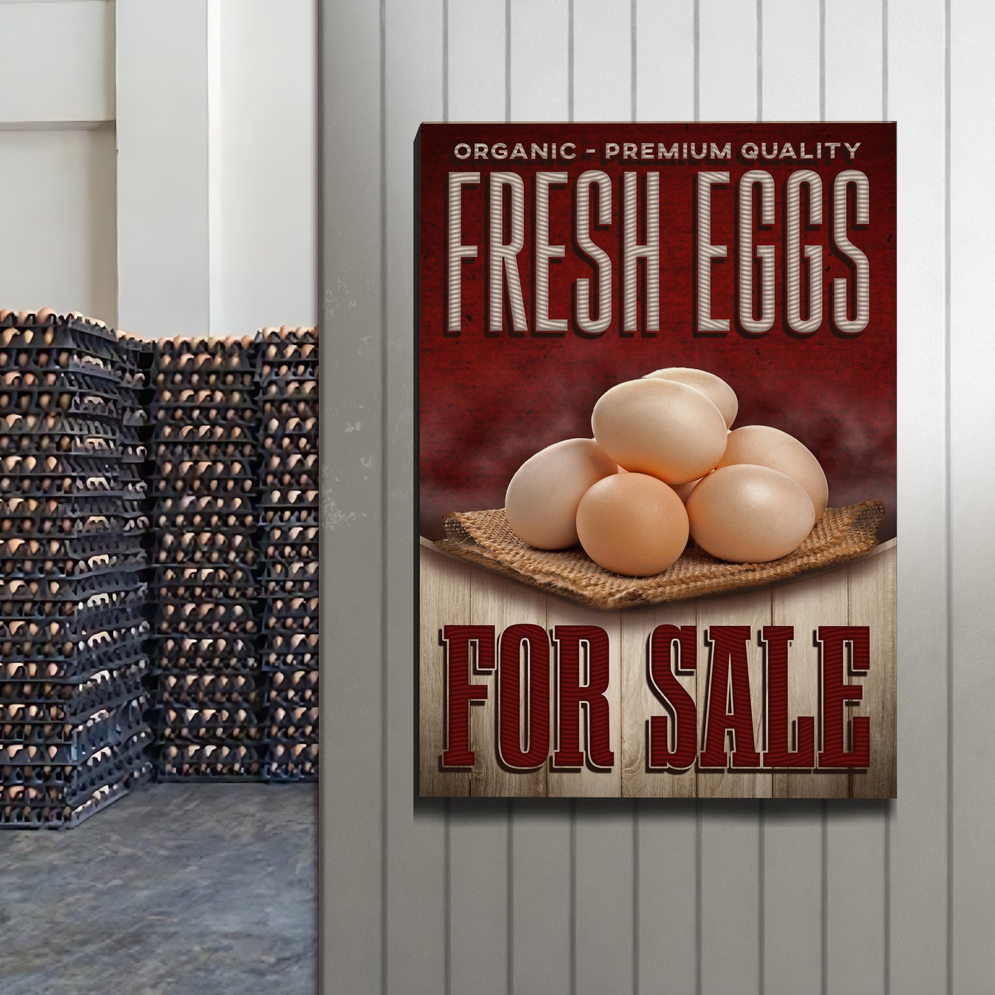 For Sale Organic Farm Fresh Eggs Sign Style 2 - Image by Tailored Canvases