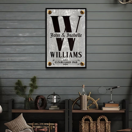 Family Name Portrait Sign III  - Image by Tailored Canvases