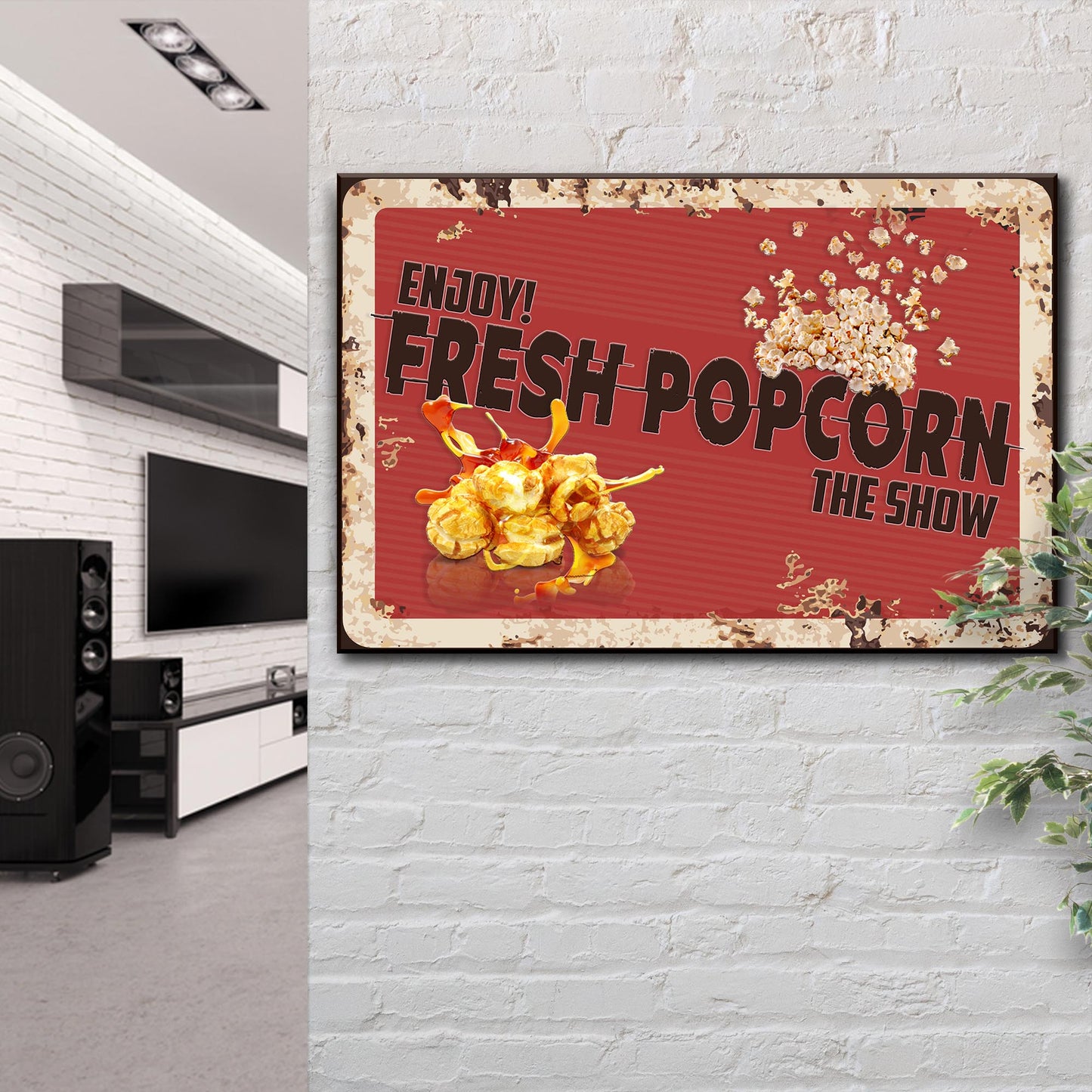 Fresh Popcorn Enjoy The Show Sign Style 2 - Imaged by Tailored Canvases