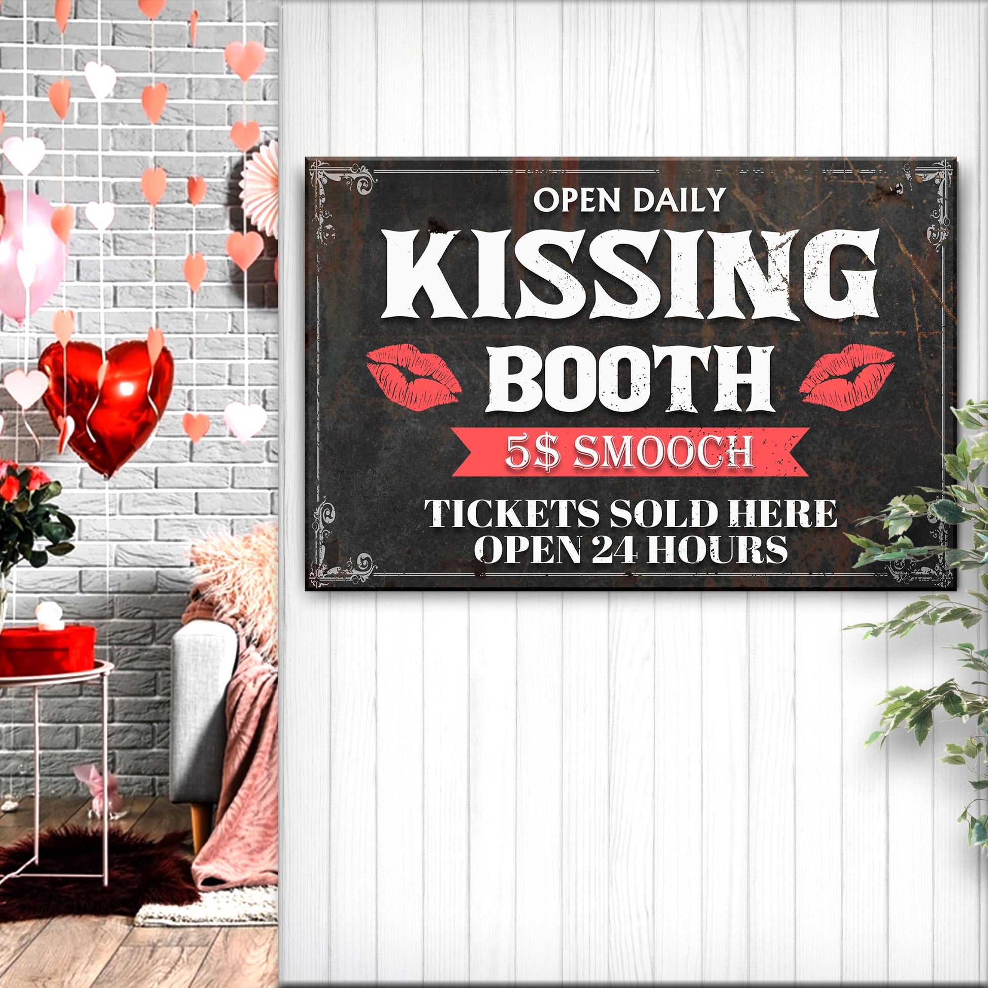 Tickets Sold Here Kissing Booth Sign Style 1 - Image by Tailored Canvases