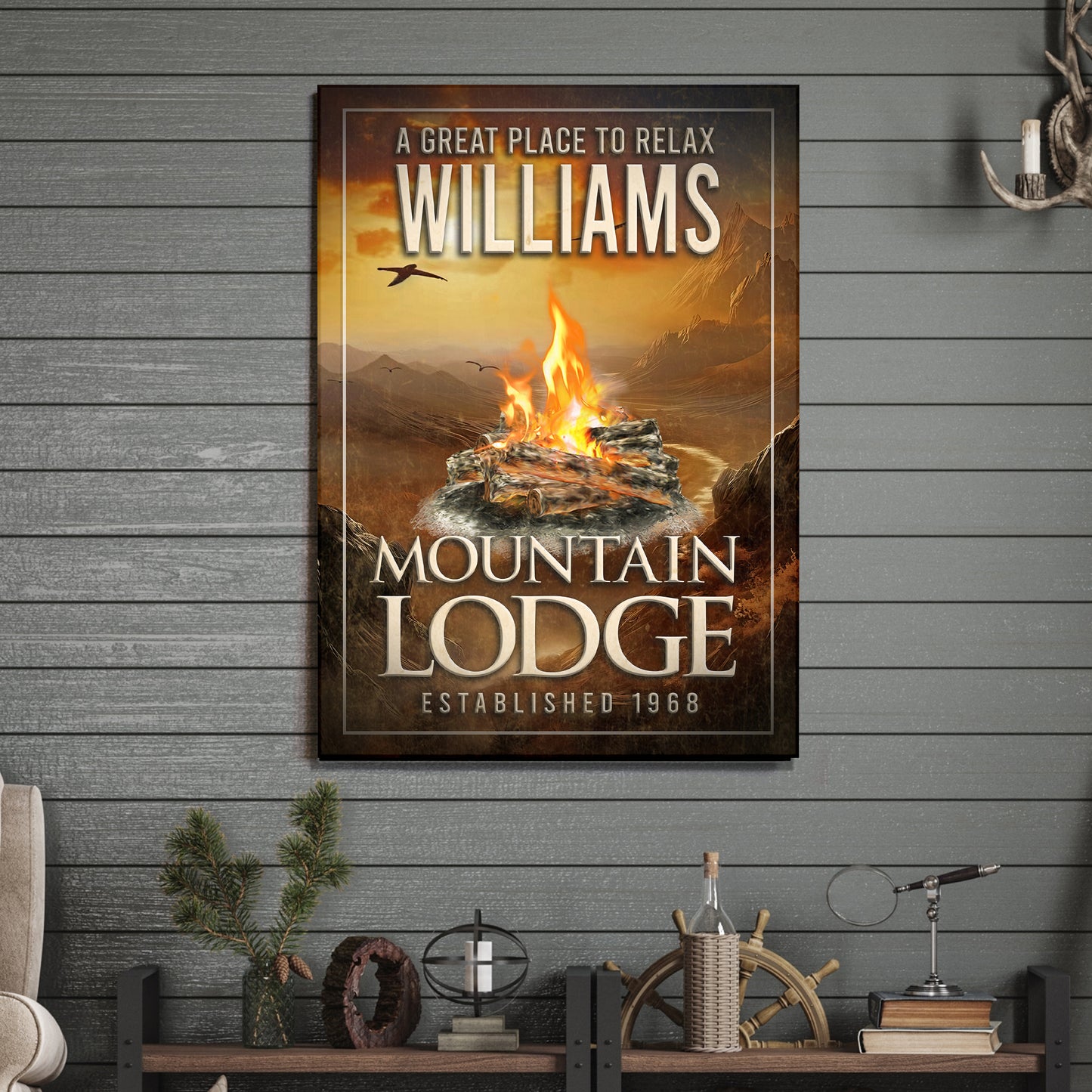 A Great Place Mountain Lodge Sign Style 1 - Image by Tailored Canvases