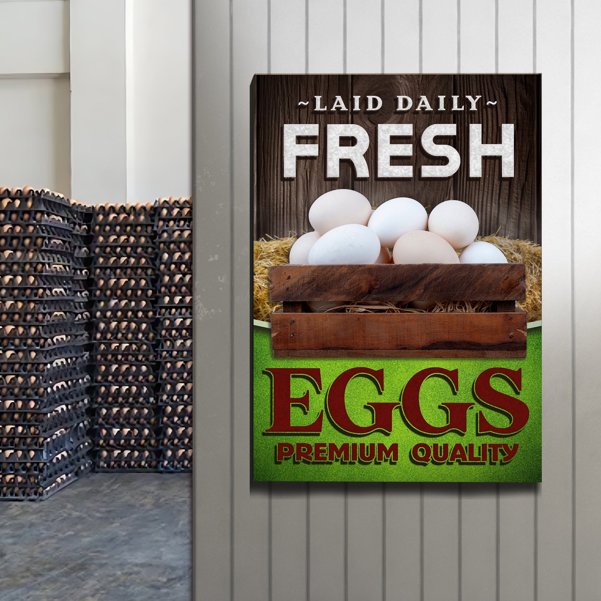 Laid Daily Farm Fresh Eggs Sign Style 2 - Image by Tailored Canvases