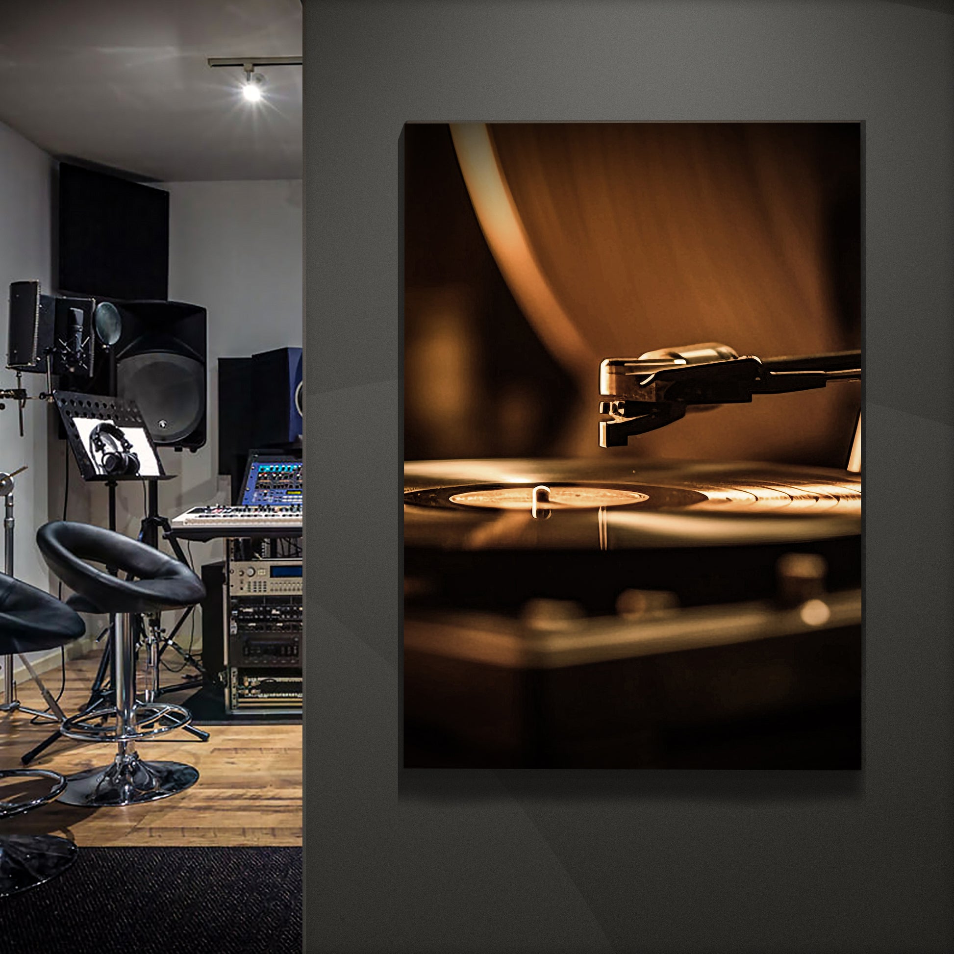 Music Equipment Turntable Sepia Canvas Wall Art  - Image by Tailored Canvases