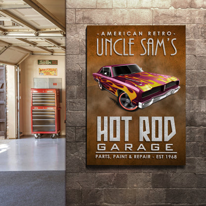 American Retro Garage Hot Rod Sign Style 2 - Image by Tailored Canvases