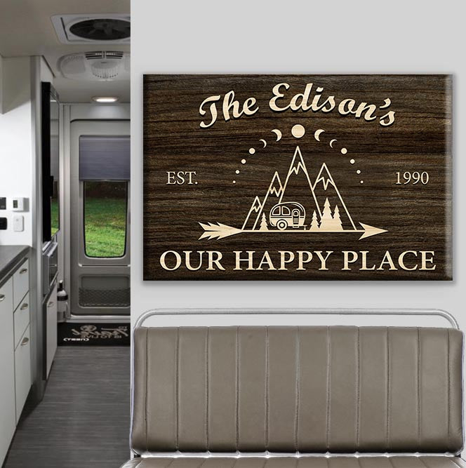 Our Happy Place Trailer Sign Style 2 - Image by Tailored Canvases