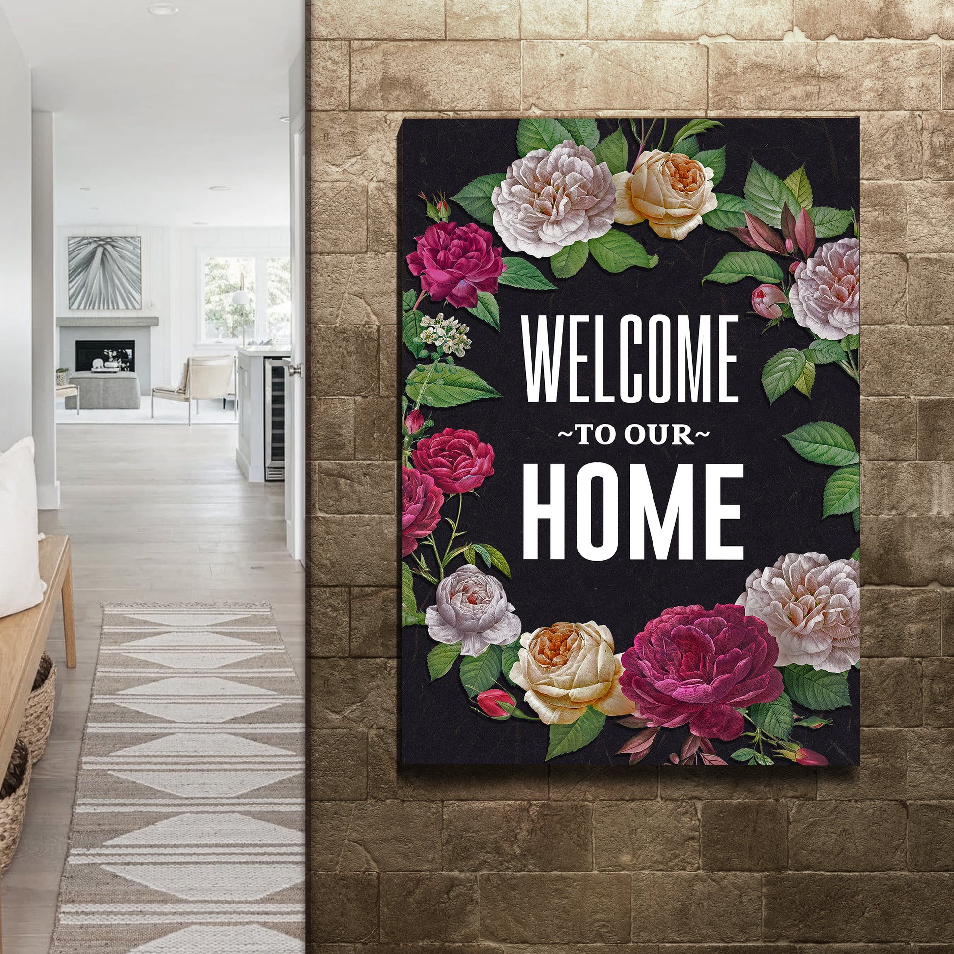 Welcome To Our Home Floral Entryway Sign Style 2 - Image by Tailored Canvases