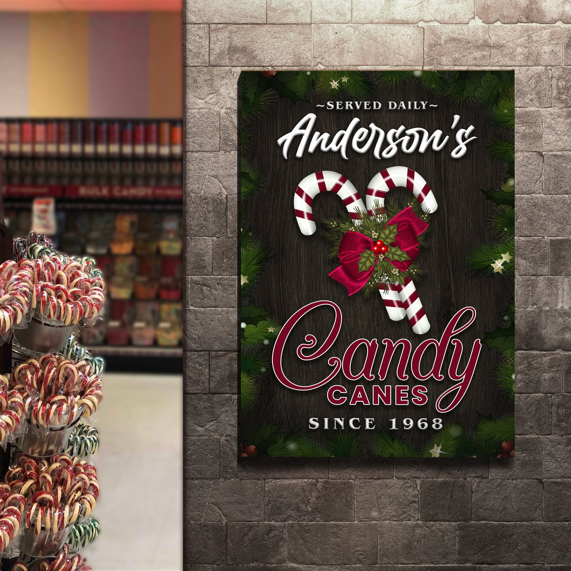 Served Daily Candy Canes Sign Style 2 - Image by Tailored Canvases