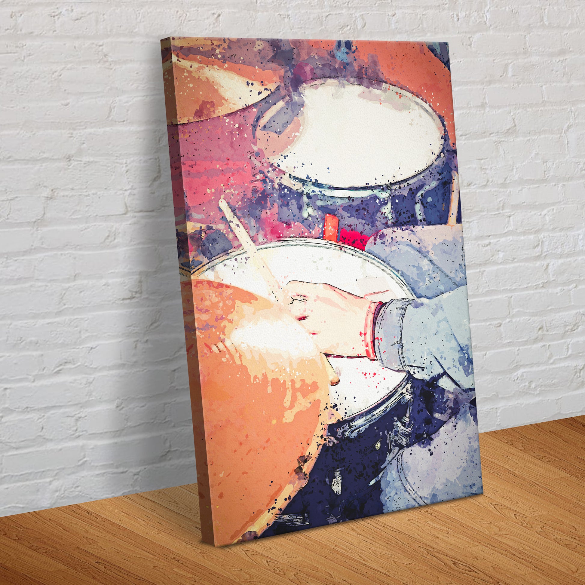 Drums Watercolor Canvas Wall Art - Image by Tailored Canvases