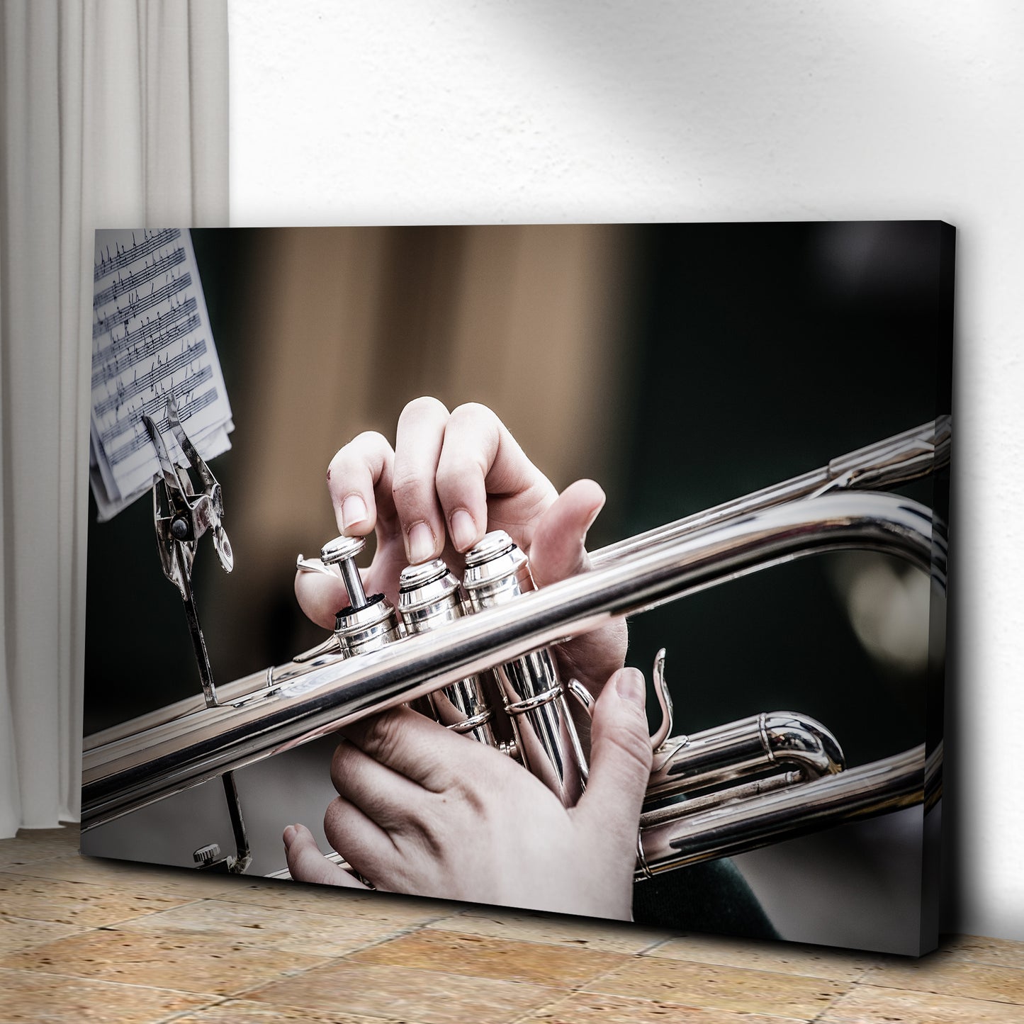Trombone Playing Canvas Wall Art Style 2 - Image by Tailored Canvases