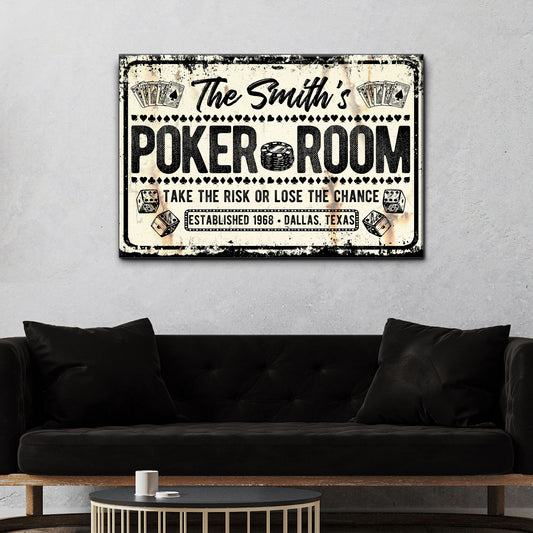 Take The Risk Poker Room Sign - Image by Tailored Canvases