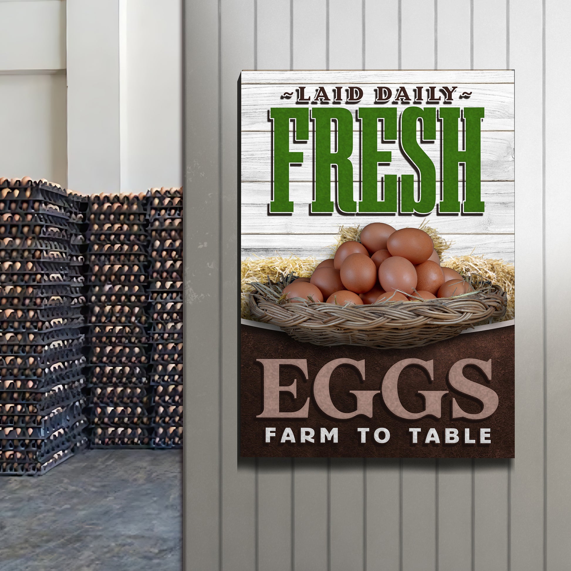 Farm To Table Farm Fresh Eggs Sign Style 1 - Image by Tailored Canvases