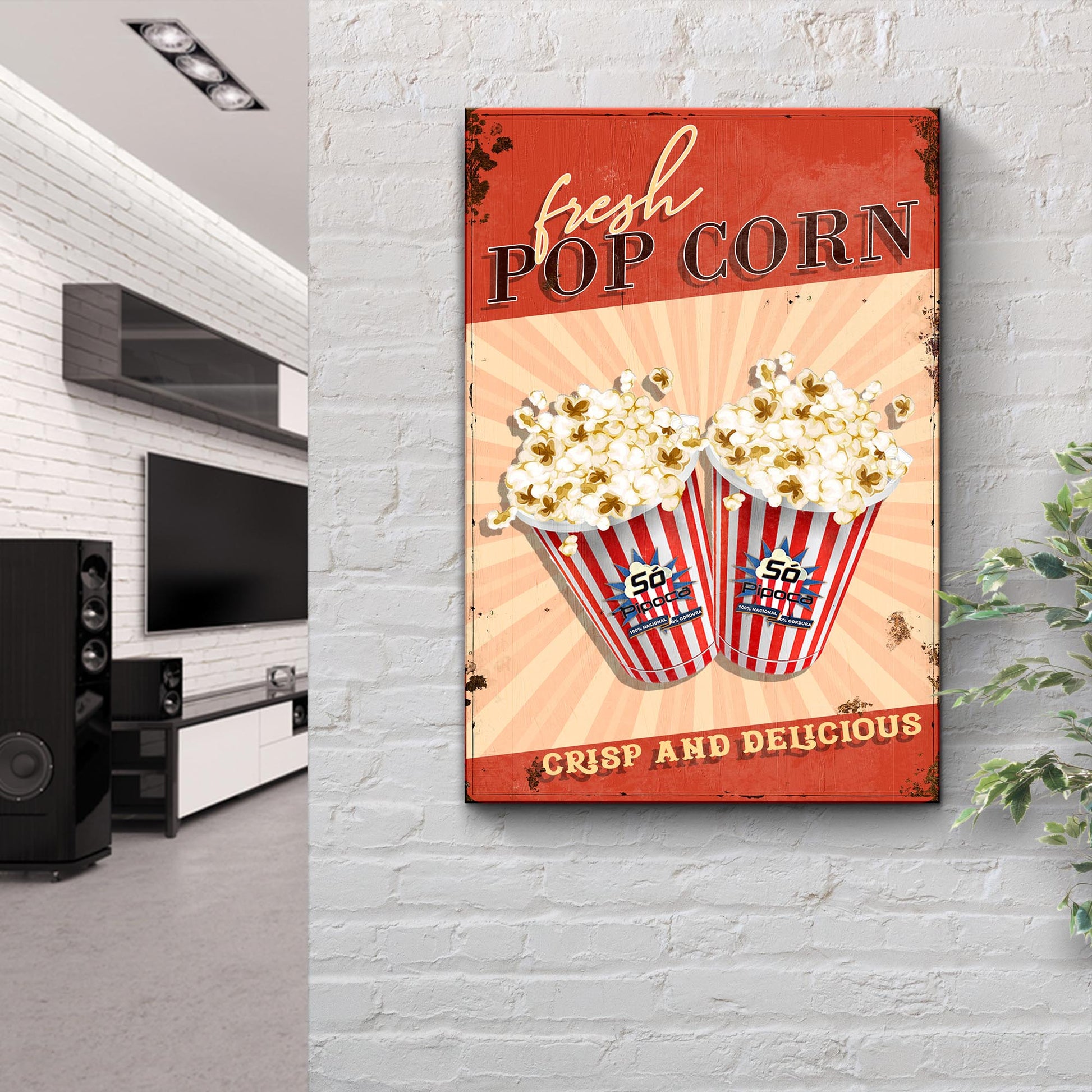 Crisp And Delicious Fresh Popcorn Sign Style 2 - Imaged by Tailored Canvases