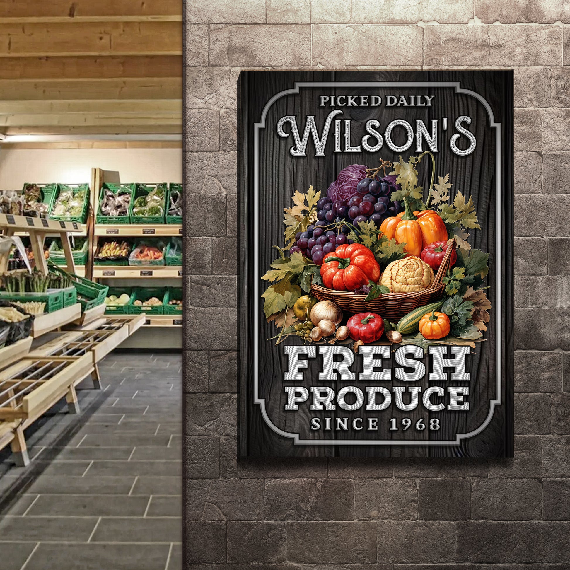 Picked Daily Fresh Produce Sign Style 2 - Image by Tailored Canvases
