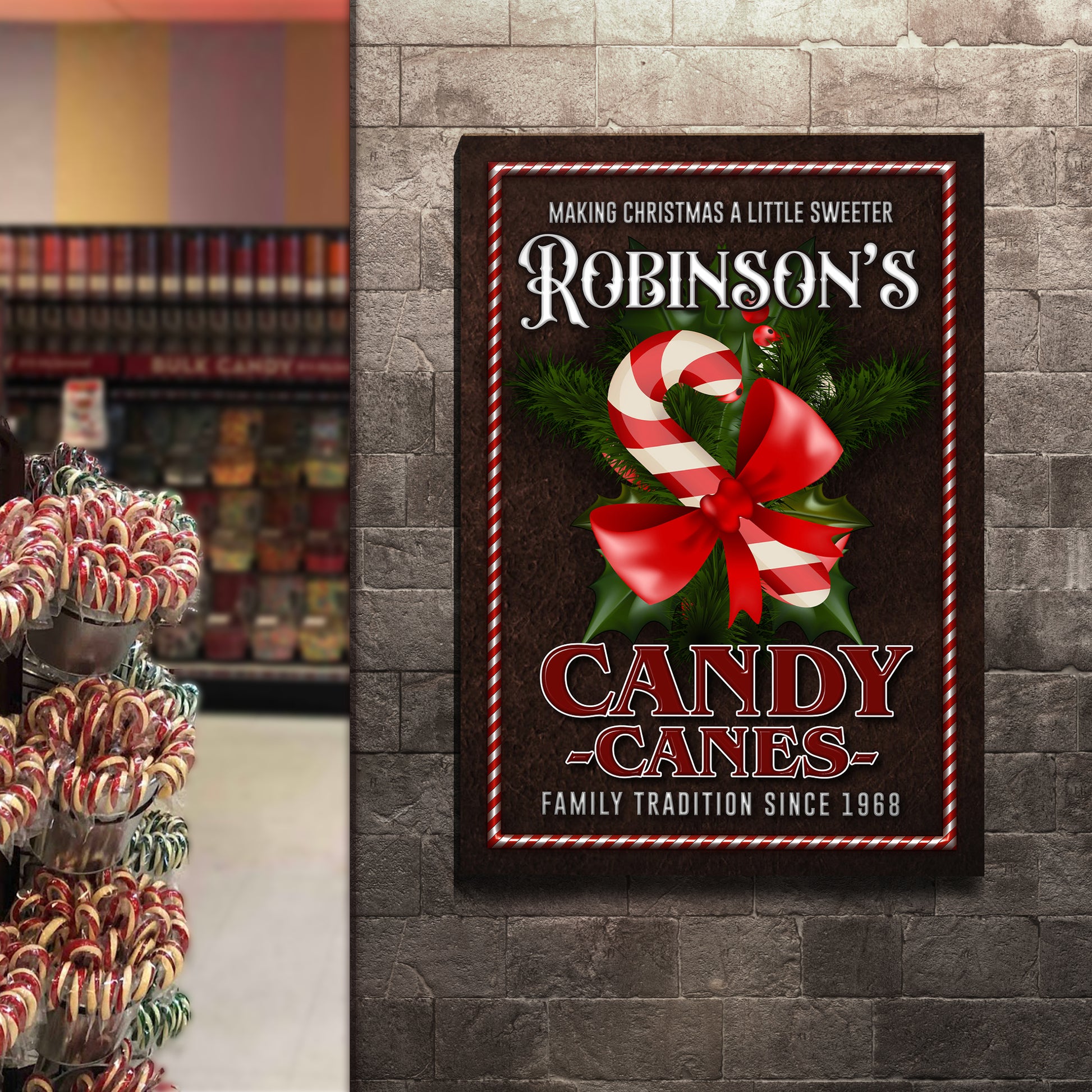 Family Tradition Candy Canes Sign Style 2 - Image by Tailored Canvases