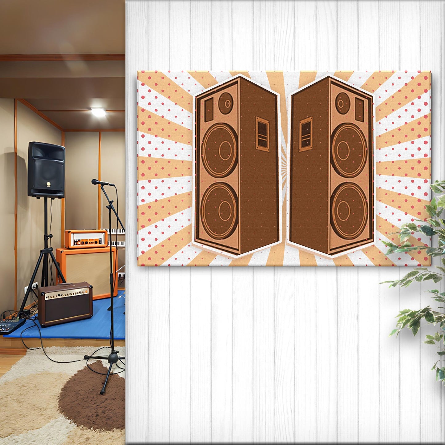 Music Equipment Speakers Retro Canvas Wall Art  Style 1 - Image by Tailored Canvases