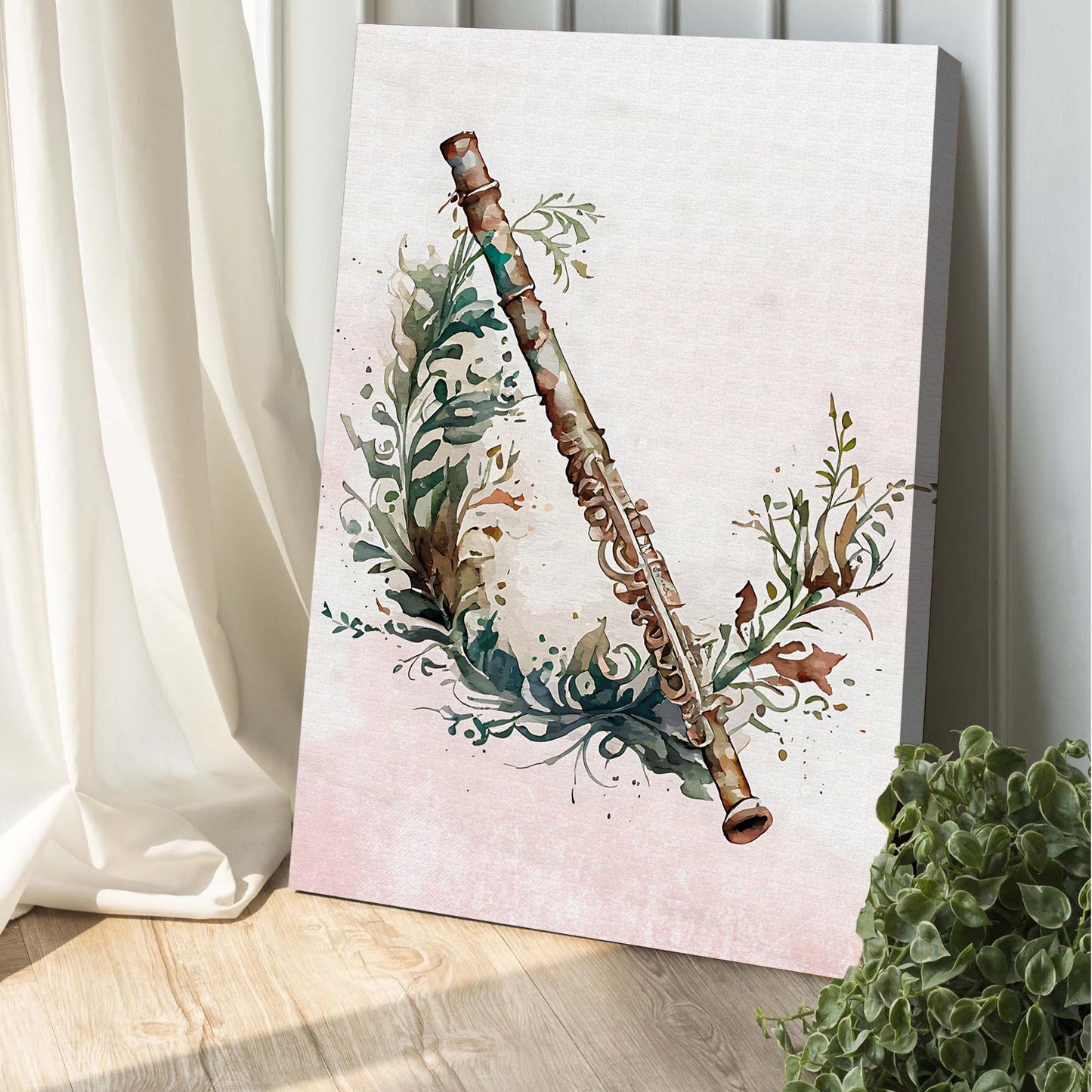 Flute Watercolor Canvas Wall Art - Image by Tailored Canvases