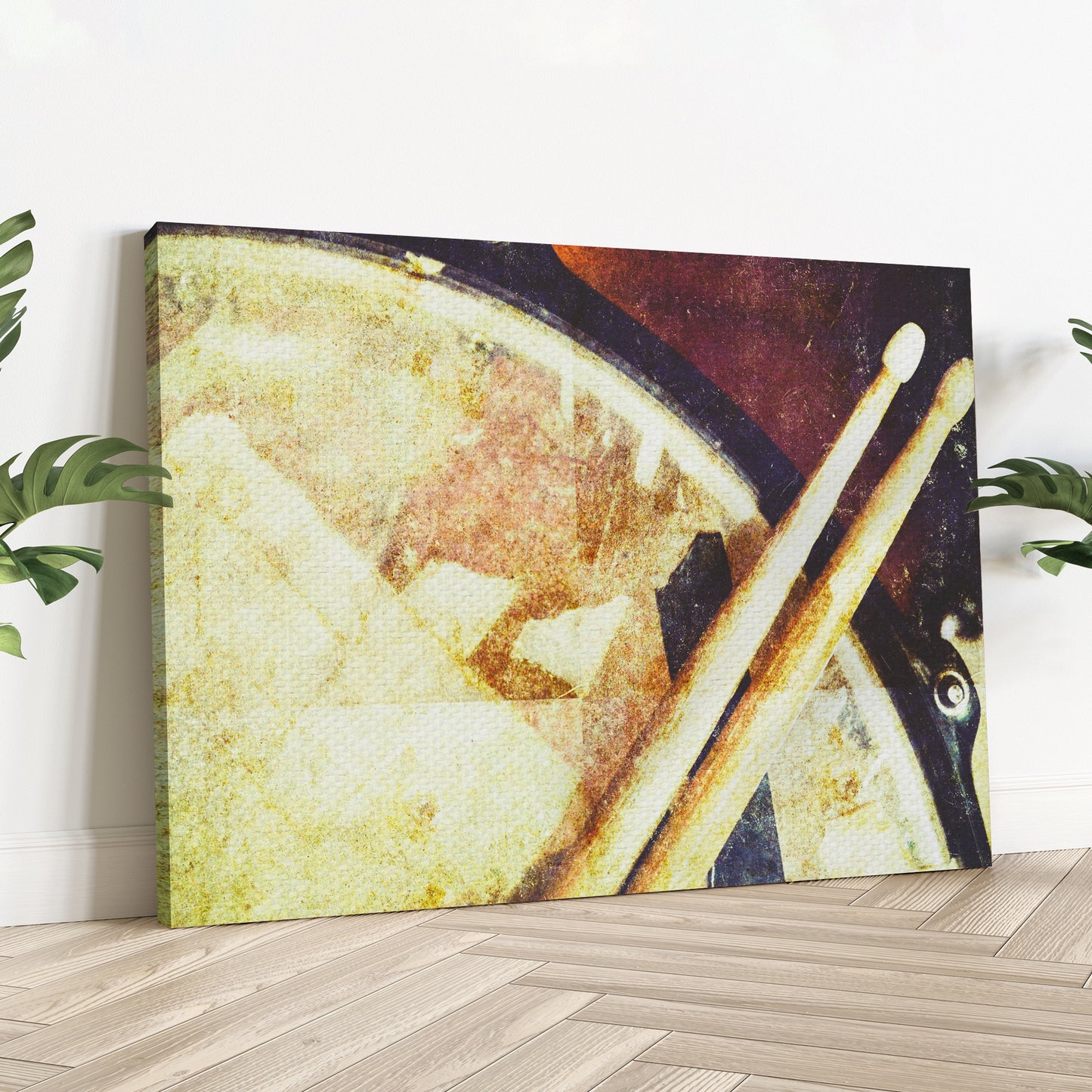 Drums Grunge Canvas Wall Art - Image by Tailored Canvases