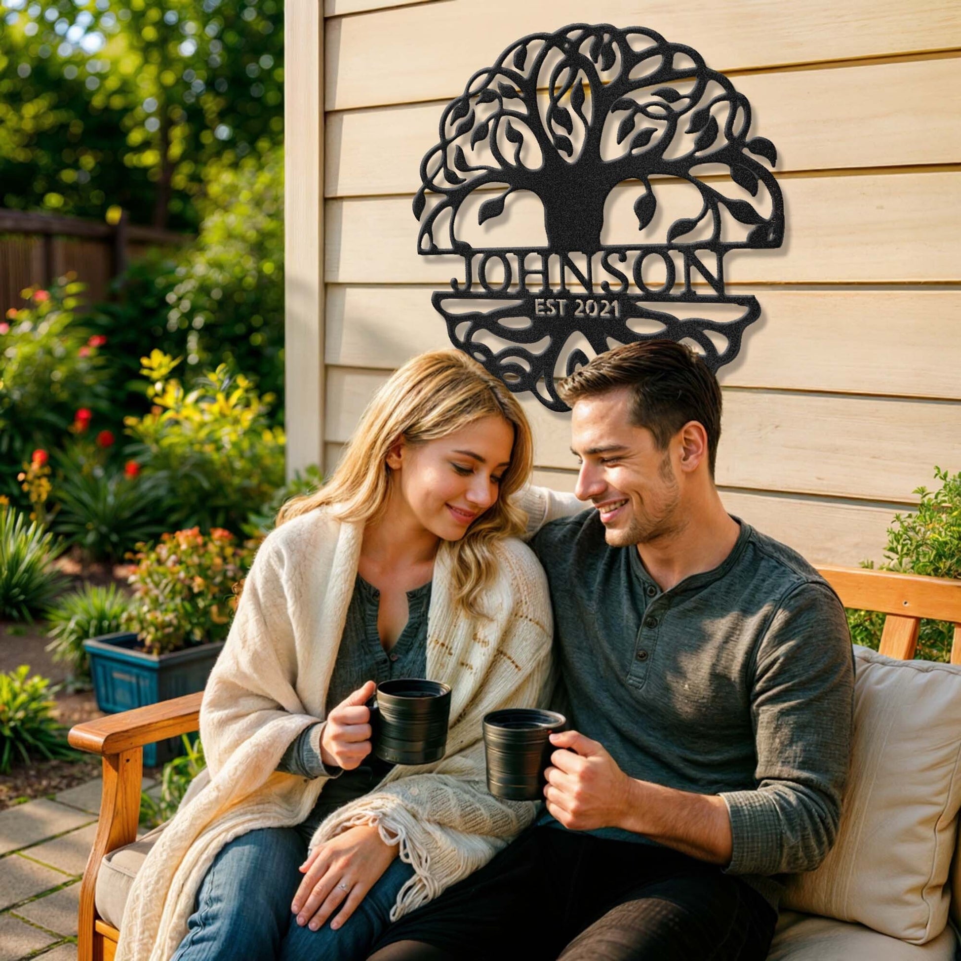 Fancy Tree of Life Monogram - Steel Sign