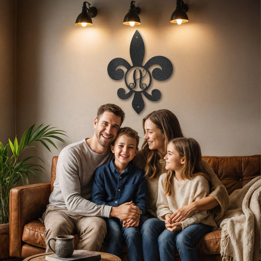 Fleur De Lis Initial - Steel Sign