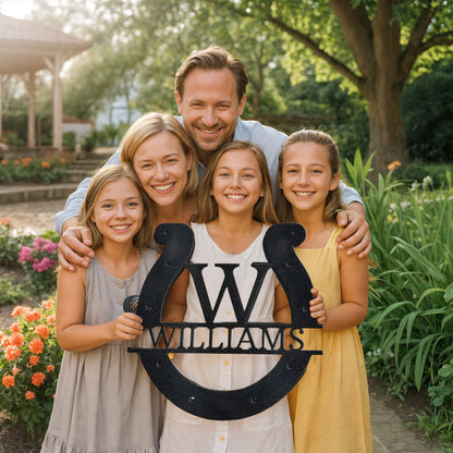 Custom Horseshoe Monogram - Steel Sign